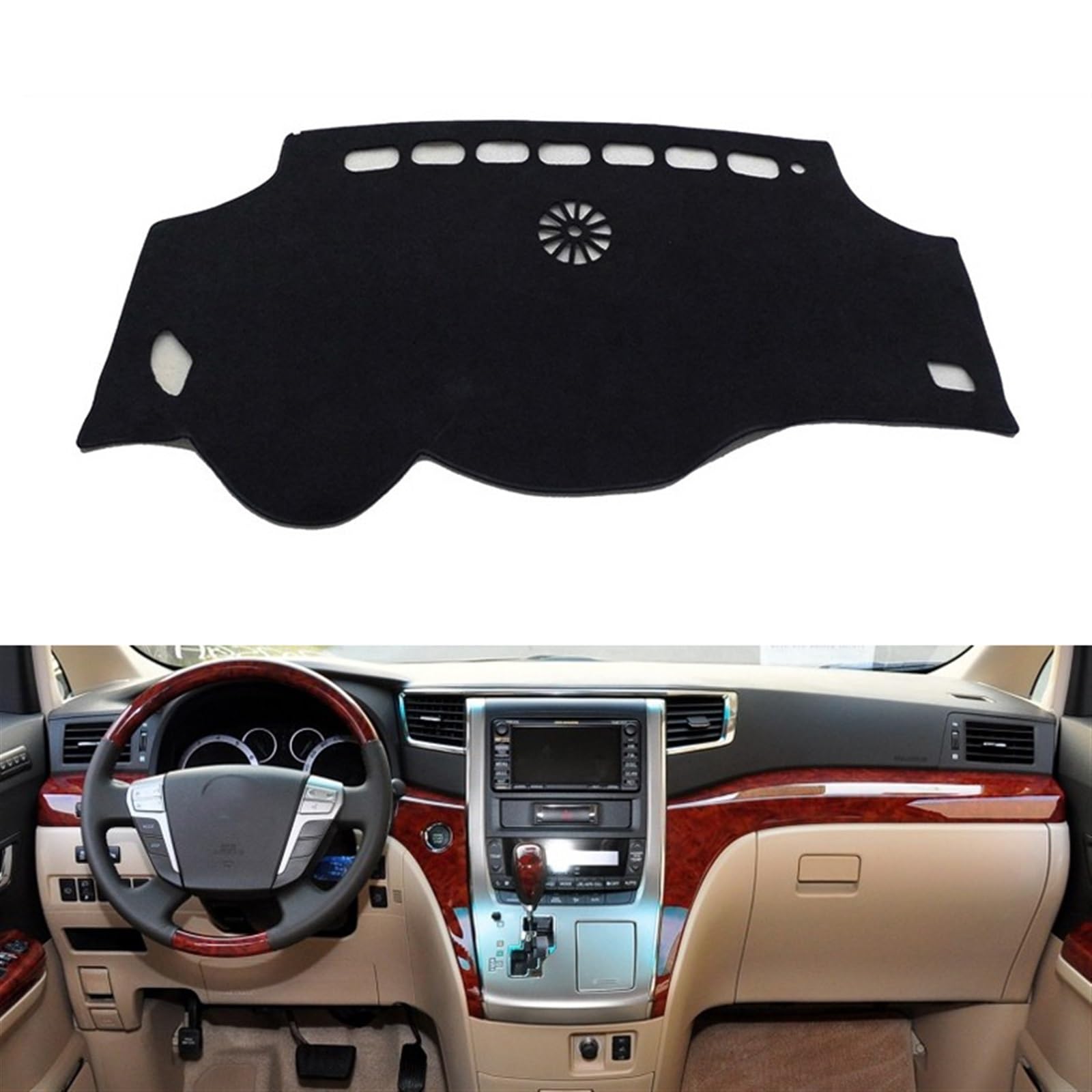 Armaturenbrett Matte Teppich Für Toyota Für Alphard 2011 2012 Rechts- Und Linkslenker Auto Armaturenbrettabdeckungen Matten Schatten Kissenpolster Teppiche Shade Board Pad(Black Edge,Linkslenker) von Feoosvx