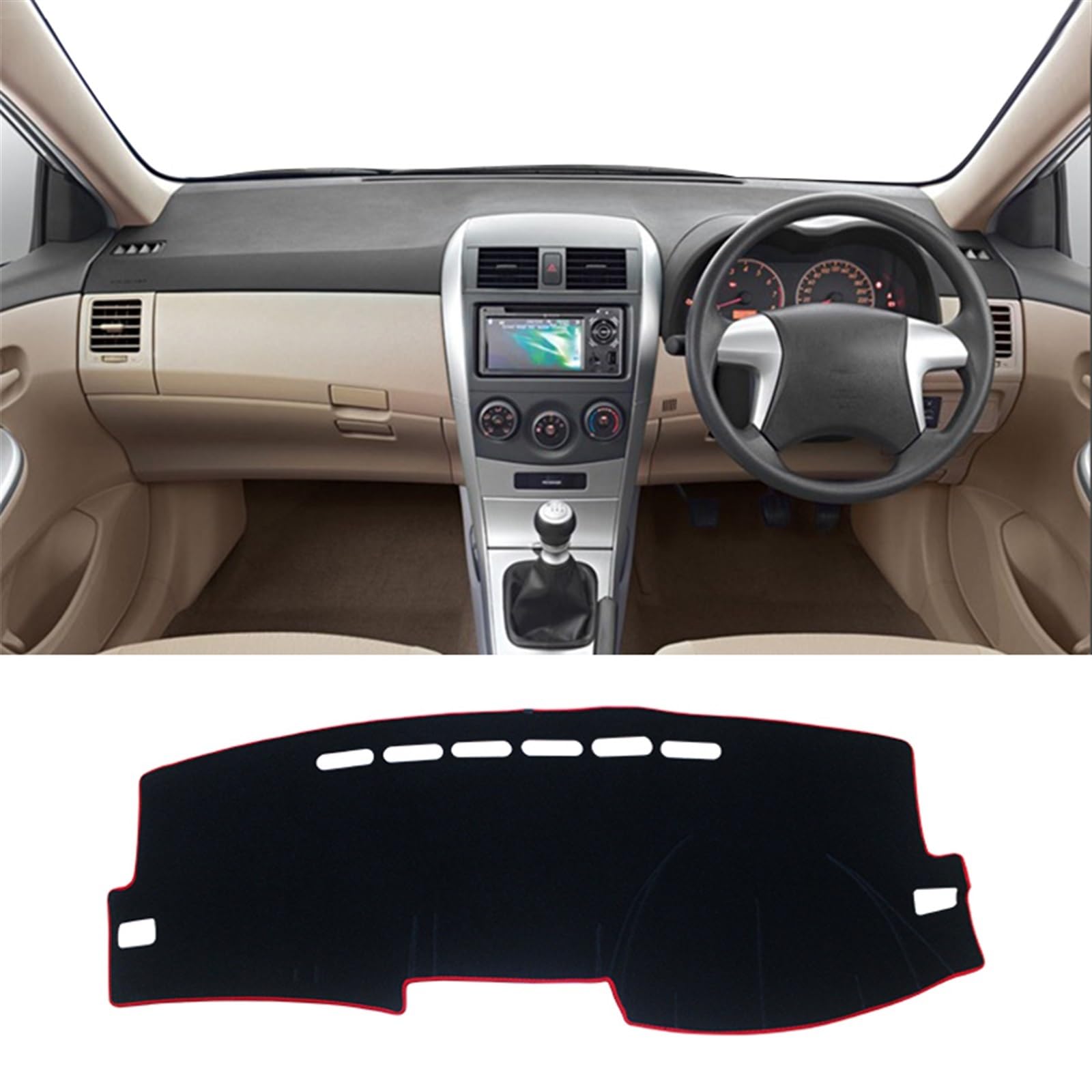 Armaturenbrett Matte Teppich Für Toyota Für Corolla E140 E150 2006 2007 2008 2009 2010 2011 2012 2013 Auto Dashboard Abdeckung Matte Vermeiden Licht Pad Anti-uv Shade Board Pad(RHD 2006-2013 Black) von Feoosvx