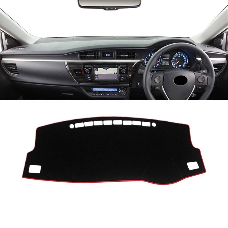 Armaturenbrett Matte Teppich Für Toyota Für Corolla E180 2014 2015 2016 2017 2018 Armaturenbrettabdeckung Vermeiden Sie Lichtpad Anti-UV-Teppich rutschfeste Matten Shade Board Pad(A Red Side RHD) von Feoosvx