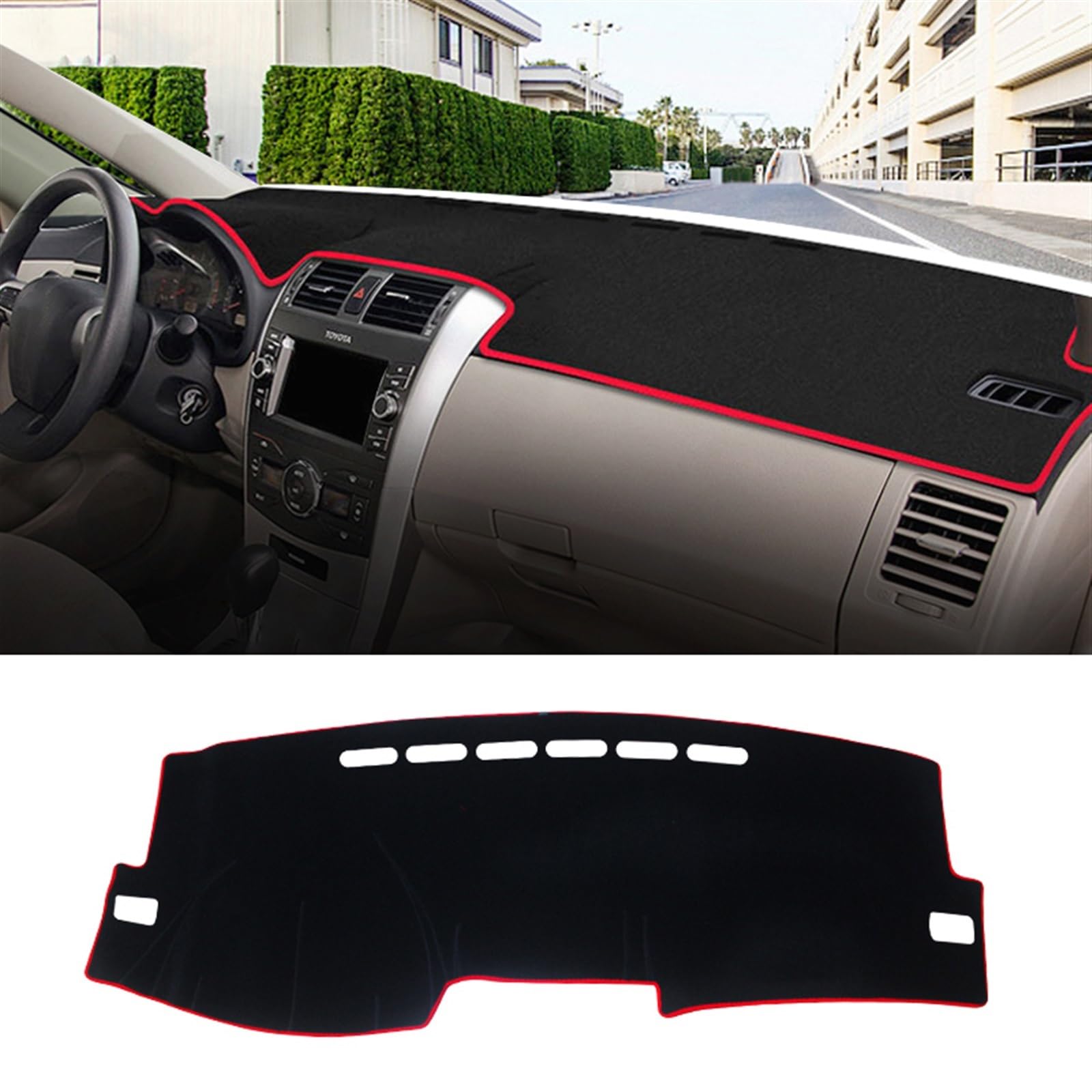 Armaturenbrett Matte Teppich Für Toyota Für Corolla E180 E150 2006 2007 2008 2009 2010 2012 2013 2014 2015 2016 2017 2018 Auto Dashboard Abdeckung Dash Anti-uv Matte Shade Board Pad(LHD 2006-2013 Red) von Feoosvx