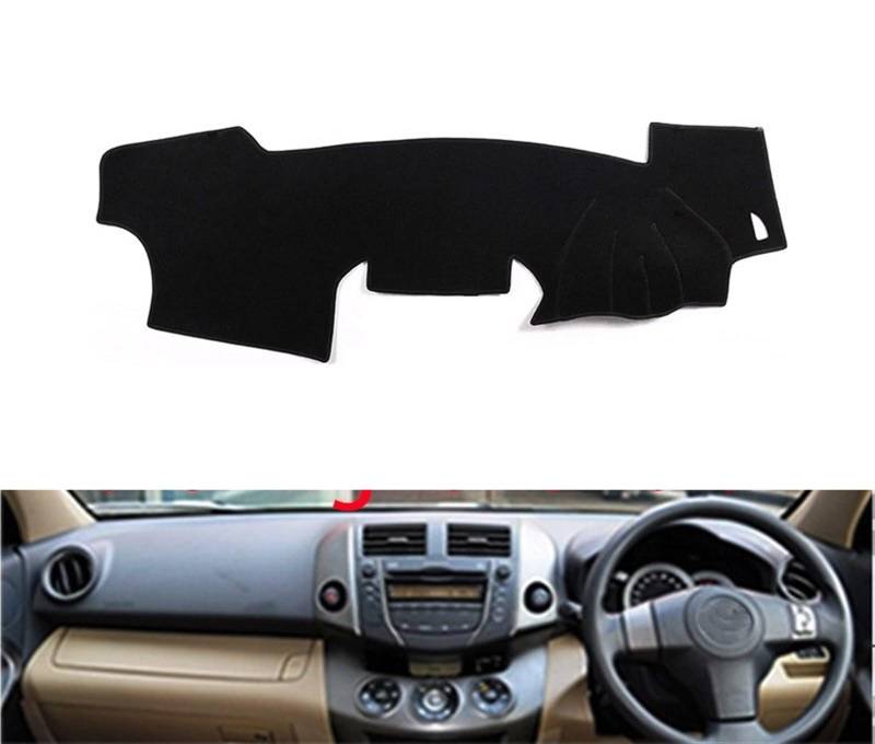 Armaturenbrett Matte Teppich Für Toyota Für RAV4 Für RAV 4 2009 2010 2011 2012 Rechts Linkslenker Auto Armaturenbrett Abdeckungen Matte Schatten Kissen Pad Shade Board Pad(Black Edge,Rechtslenker) von Feoosvx