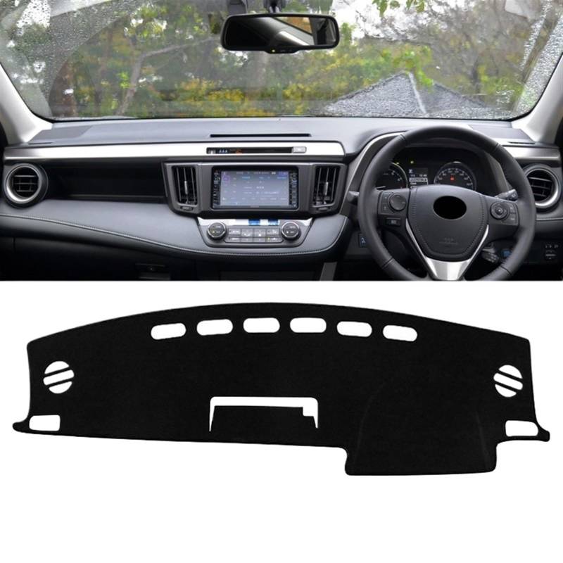 Armaturenbrett Matte Teppich Für Toyota Für RAV4 XA40 2013 2014 2015 2016 2017 2018 Für RAV 4 Auto Dashboard Vermeiden Licht Abdeckung Instrument Teppiche Shade Board Pad(A Black Side RHD) von Feoosvx