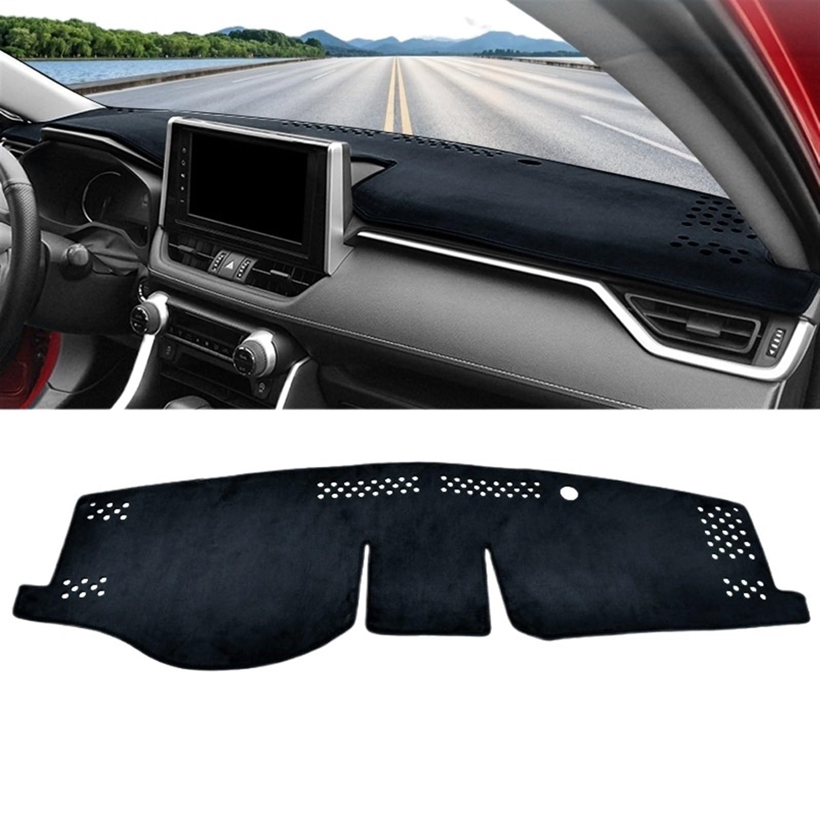 Armaturenbrett Matte Teppich Für Toyota Für RAV4 XA50 2019 2020 2021 2022 2023 2024 Für RAV 4 Hybrid Auto Dashboard Abdeckung Vermeiden Licht Pad Anti-uv Shade Board Pad(B Black LHD) von Feoosvx