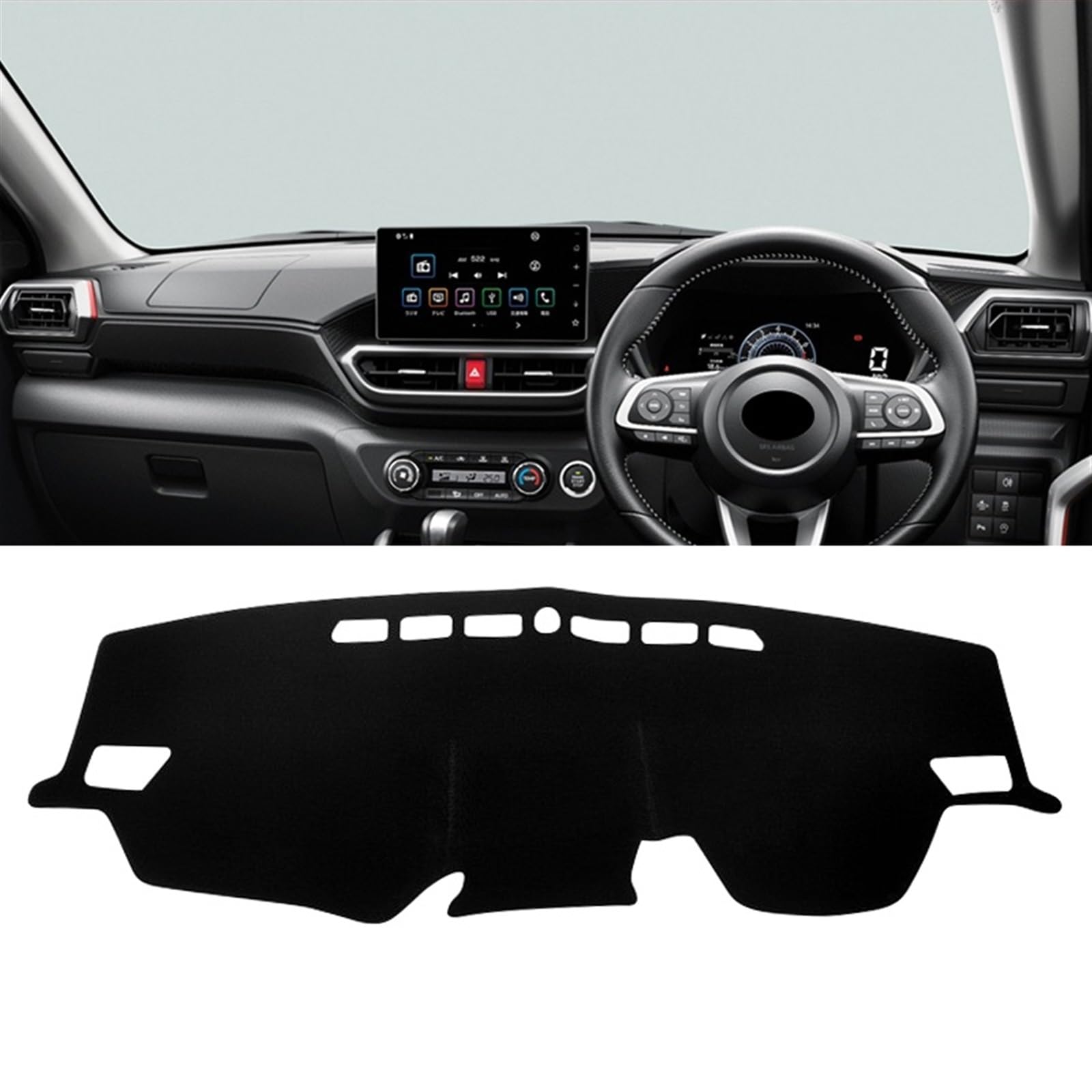 Armaturenbrett Matte Teppich Für Toyota Für Raize 2019 2020 2021 2022 2023 Vermeiden Sie Lichtpad Instrumententischplatte Anti-UV-Matten Auto-Armaturenbrettabdeckung Shade Board Pad(A RHD Black Side) von Feoosvx