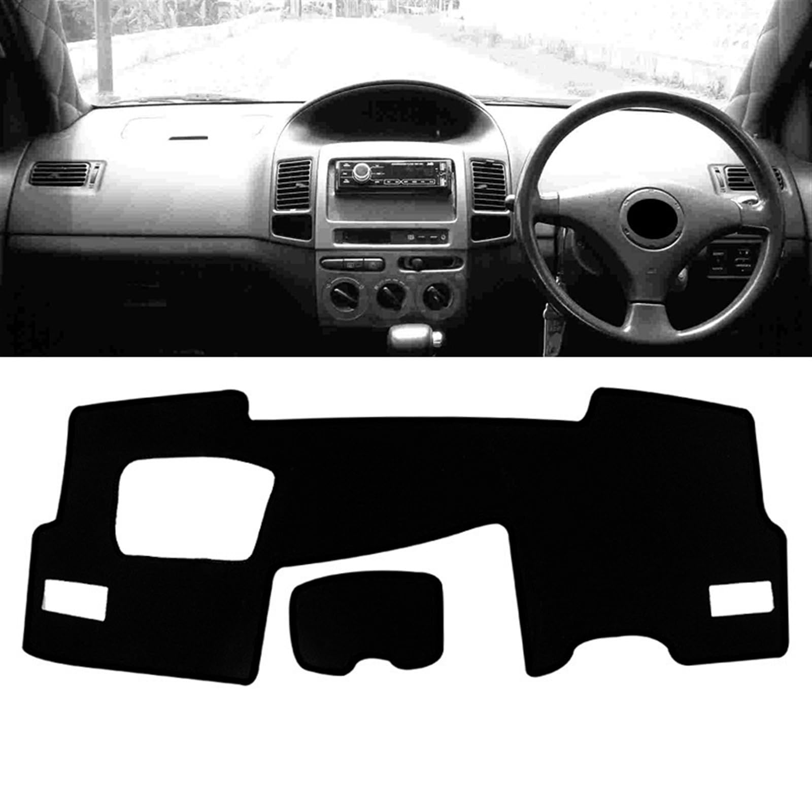 Armaturenbrett Matte Teppich Für Toyota Für Vios 2002 2003 2004 2005 2006 2007 Anti-UV-Matte Instrument Teppiche Auto Dashboard Vermeiden Licht Abdeckung Shade Board Pad(A Black Side RHD) von Feoosvx