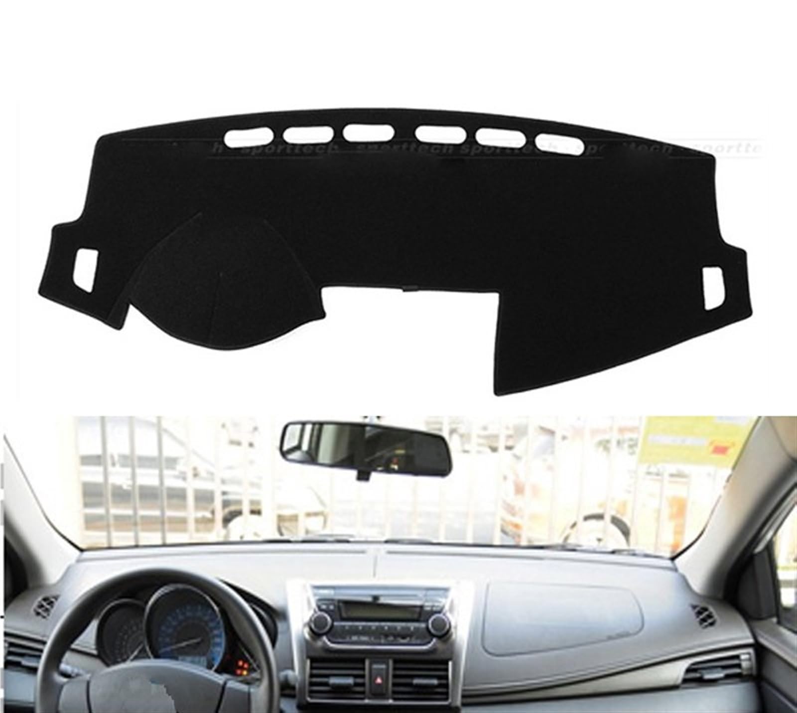 Armaturenbrett Matte Teppich Für Toyota Für Yaris L 2013 2014 2015 2016 Rechts- Und Linkslenker Auto Armaturenbrett Abdeckungen Matte Schatten Kissen Pad Teppiche Shade Board Pad(Black Edge,Linkslenke von Feoosvx