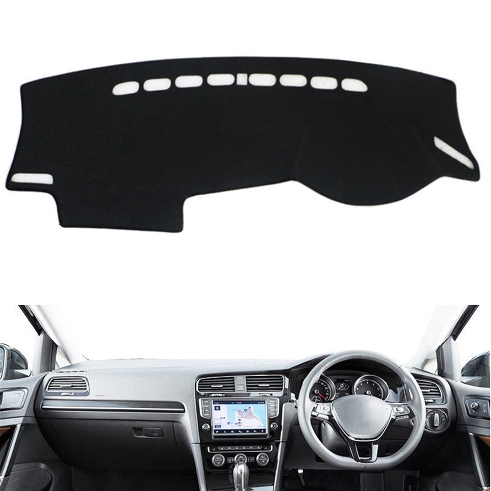 Armaturenbrett Matte Teppich Für VW Für Golf 7 2013 2014 2015 2016 2017 2018 2019 Dashboard Abdeckung Schützen Matte Pad Auto Dash Sonnenschirm Teppich Shade Board Pad(Black(Black Edge),Rechtslenker) von Feoosvx