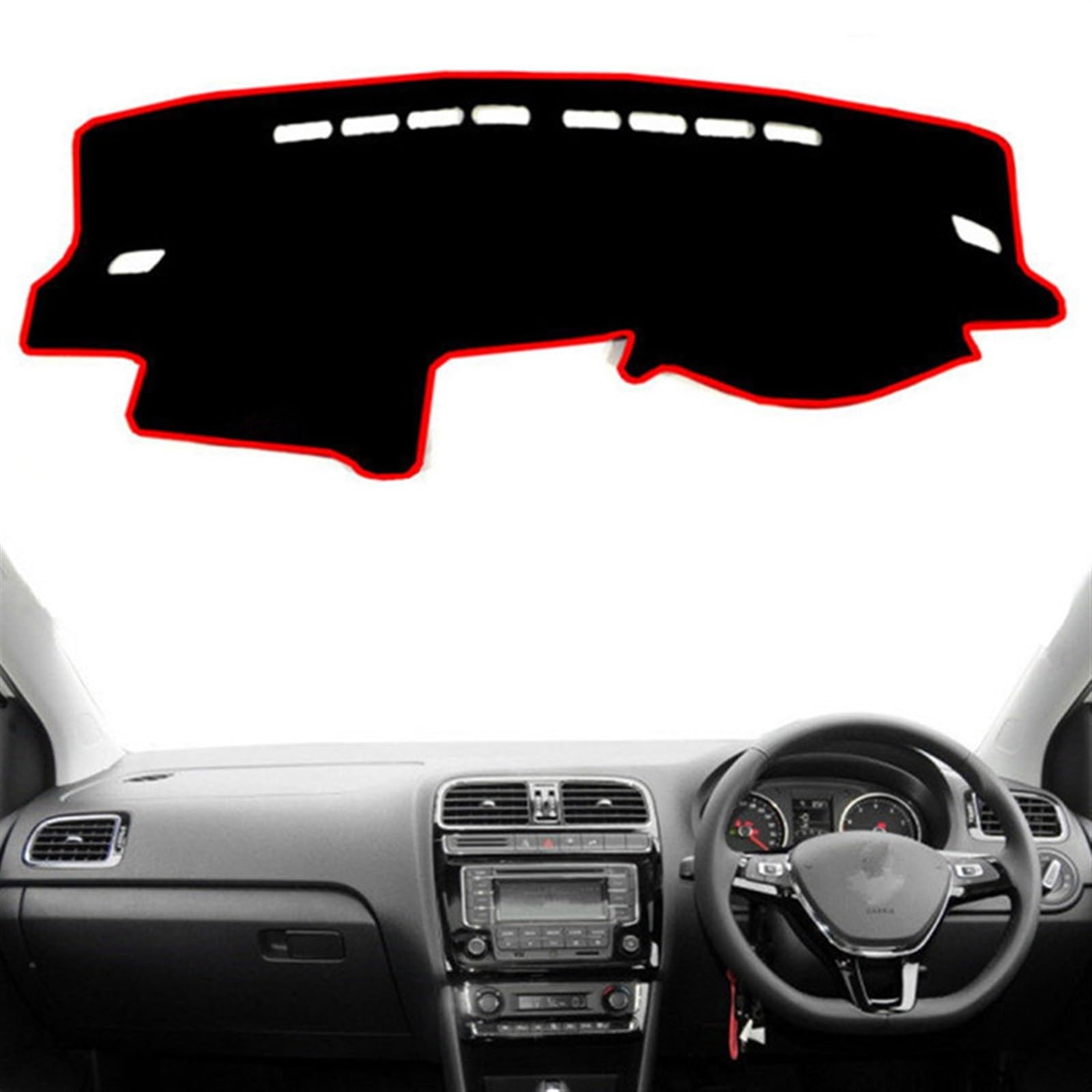 Armaturenbrett Matte Teppich Für VW Für POLO 2009 2010 2011 2012 2013 2014 2015 2016 2017 Auto Dashboard Abdeckung Matte Pad Dashmat Sonnenschutzdach Schützen Teppich Shade Board Pad(Black(Black Edge) von Feoosvx