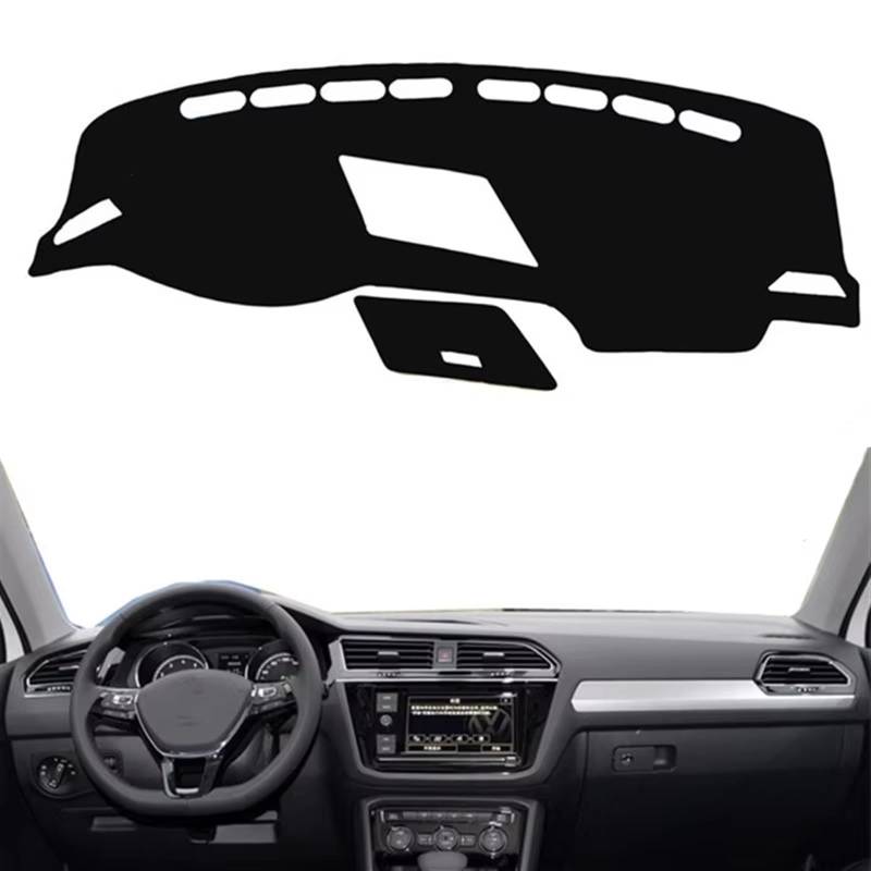 Armaturenbrett Matte Teppich Für VW Für Tiguan 2016 2017 2018 2019 2020 2021 2022 2023 Dashboard Abdeckung Matte Pad Auto Dashmat Sonnenschirm Teppich Shade Board Pad(Black(Black Edge),Linkslenker) von Feoosvx