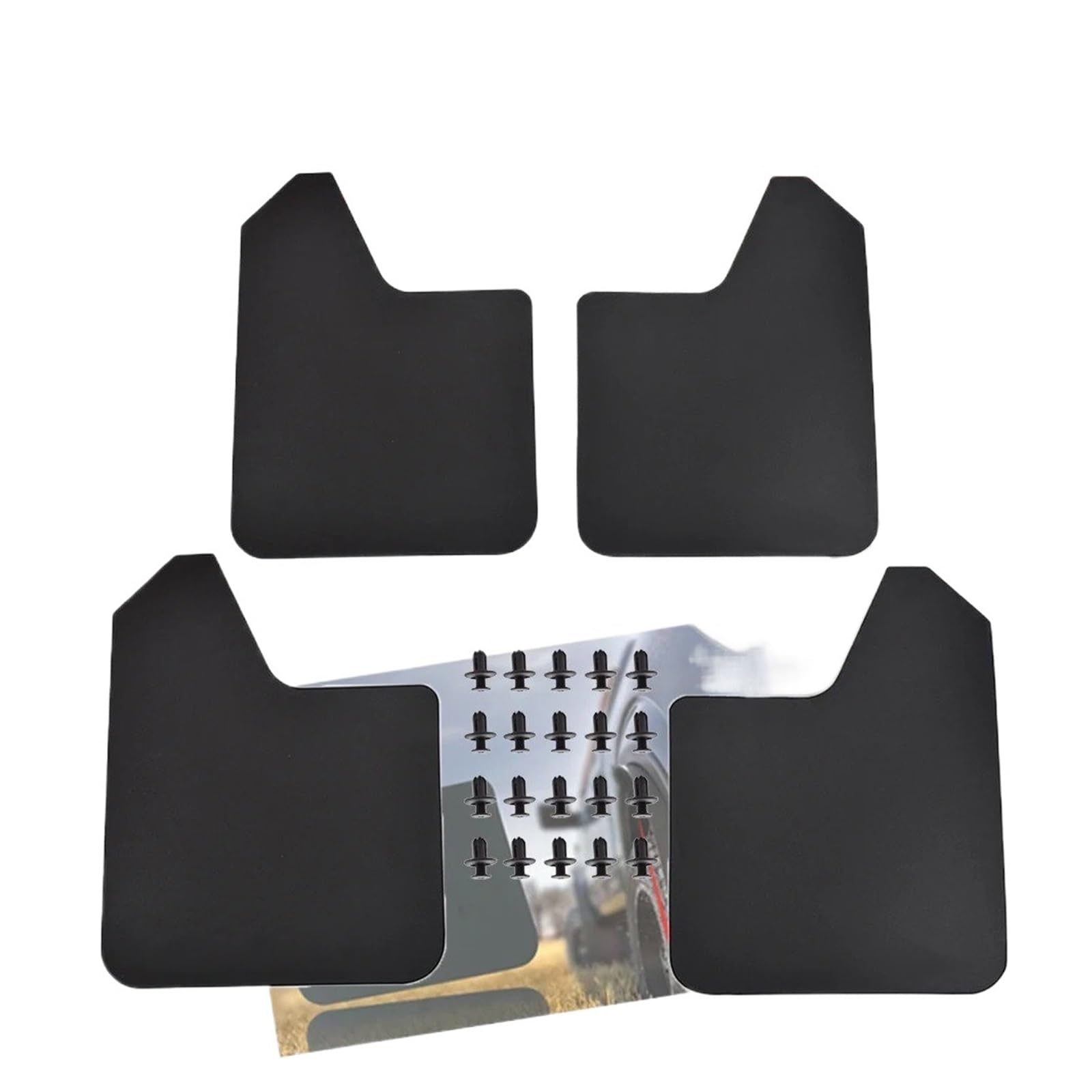 Auto Schmutzfänger 2/4-teiliges Set Universal-Schmutzfänger, Schmutzfänger, Spritzschutz, Verbreiterung Vorne Und Hinten Für Auto, Pickup, SUV, Van, LKW Kotflügel(4pieces Black) von Feoosvx