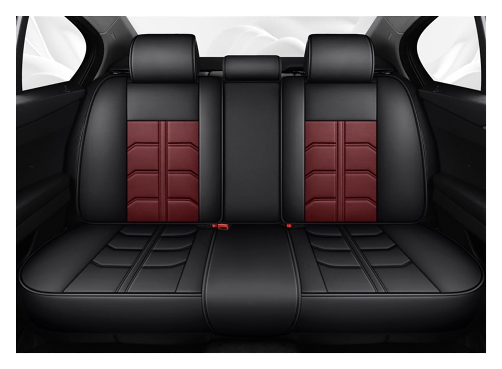 Auto-Sitzbezüge Für Chevrolet Für Captiva Für Onix Für Cruze Für Sonic Für Sail Für Orlando Für Tracker Universal Auto Sitz Abdeckung Leder Auto-Schonbezug(Rear Seats-Wine Red) von Feoosvx