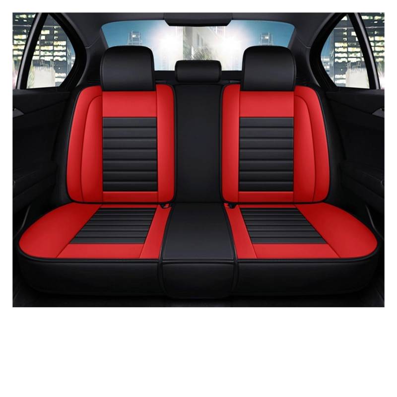 Auto-Sitzbezüge Für Chevrolet Für Onix Für Aveo T250 T300 Für Lacetti Für Niva Für Lanos Für Cobalt Für Cruze Auto Sitz Abdeckung Leder Auto-Schonbezug(Rear Seats-Black Red) von Feoosvx