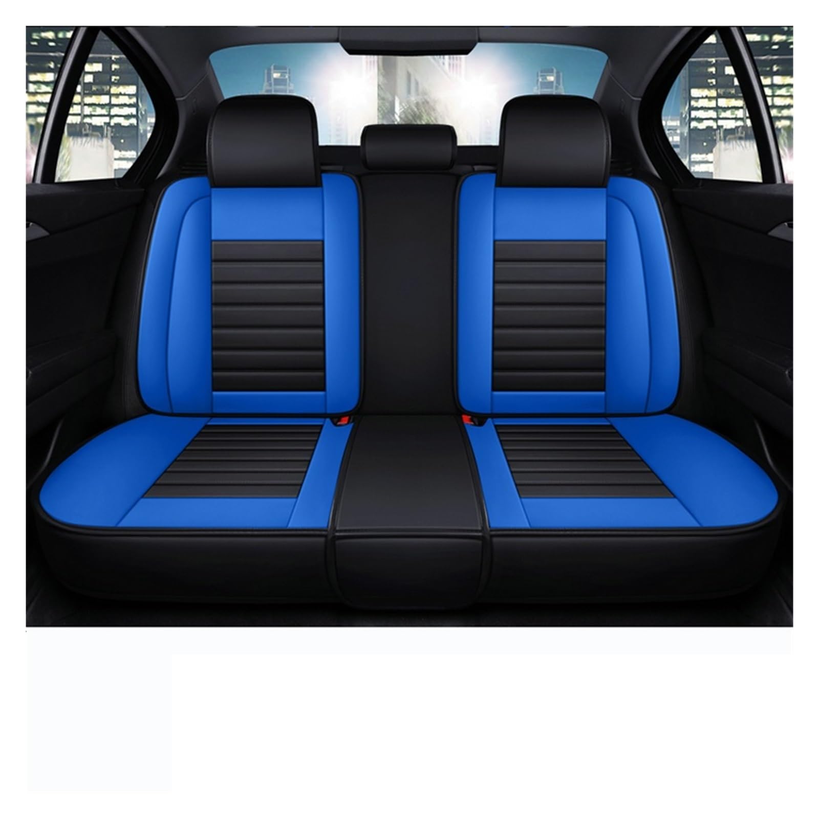 Auto-Sitzbezüge Für Chevrolet Für Onix Für Aveo T250 T300 Für Lacetti Für Niva Für Lanos Für Cobalt Für Cruze Auto Sitz Abdeckung Leder Auto-Schonbezug(Rear Seats-Blue) von Feoosvx