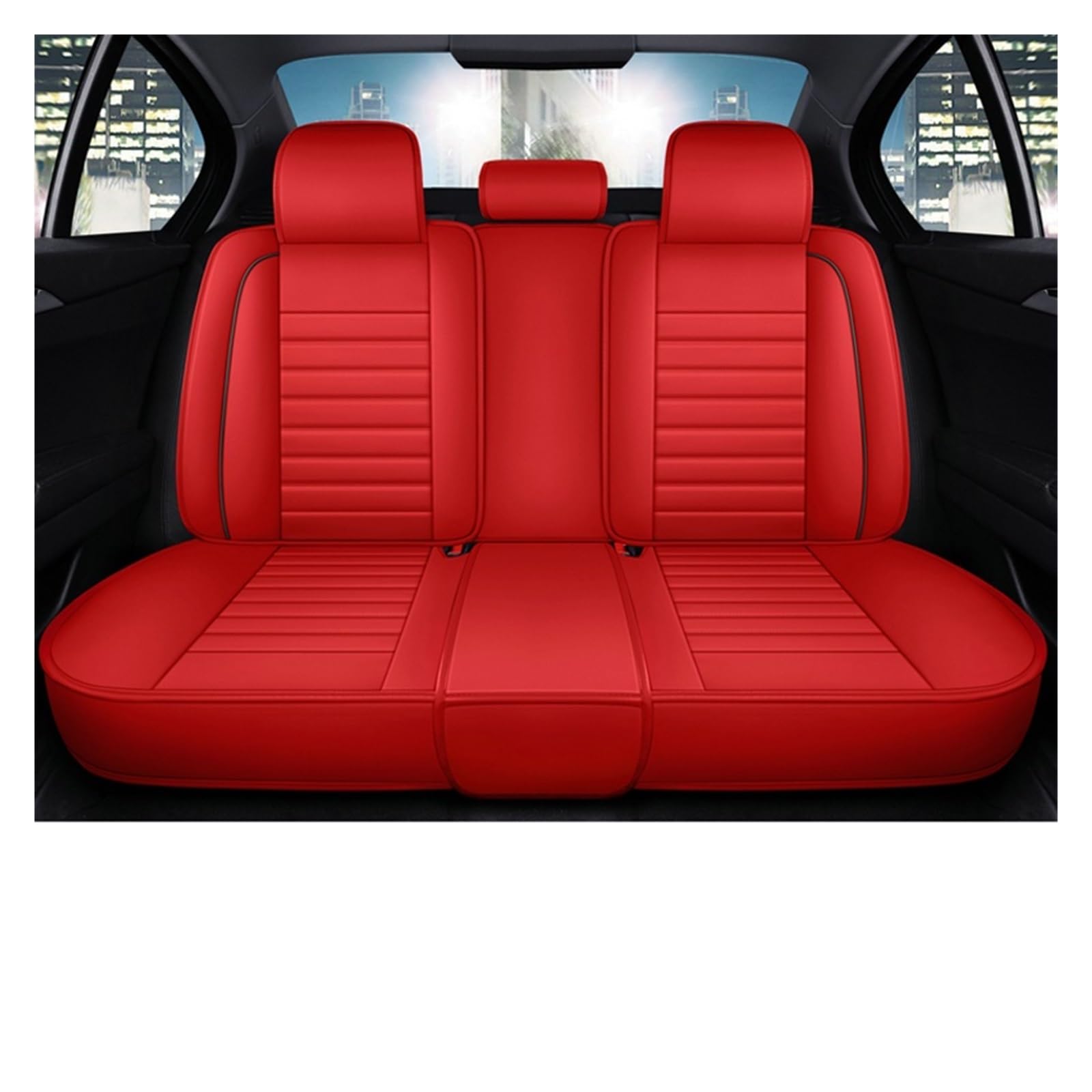 Auto-Sitzbezüge Für Chevrolet Für Onix Für Aveo T250 T300 Für Lacetti Für Niva Für Lanos Für Cobalt Für Cruze Auto Sitz Abdeckung Leder Auto-Schonbezug(Rear Seats-Red) von Feoosvx