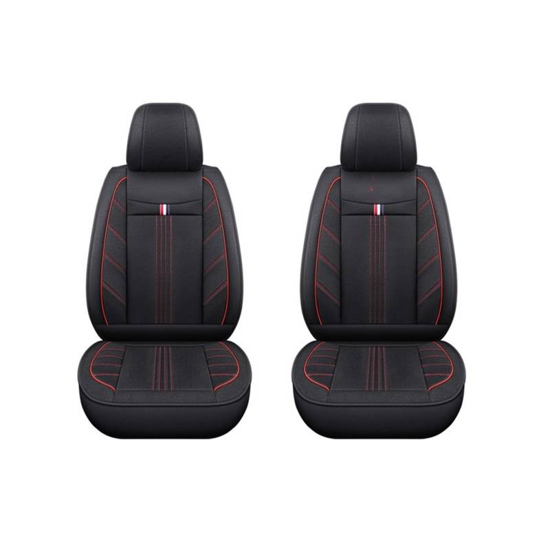 Auto-Sitzbezüge Für FIAT Für Bravo Für Punto Für Panda 500 Atmungsaktive Innen Frau Universal Flachs Auto Sitzbezug Auto-Schonbezug(2Pcs-Black Red) von Feoosvx