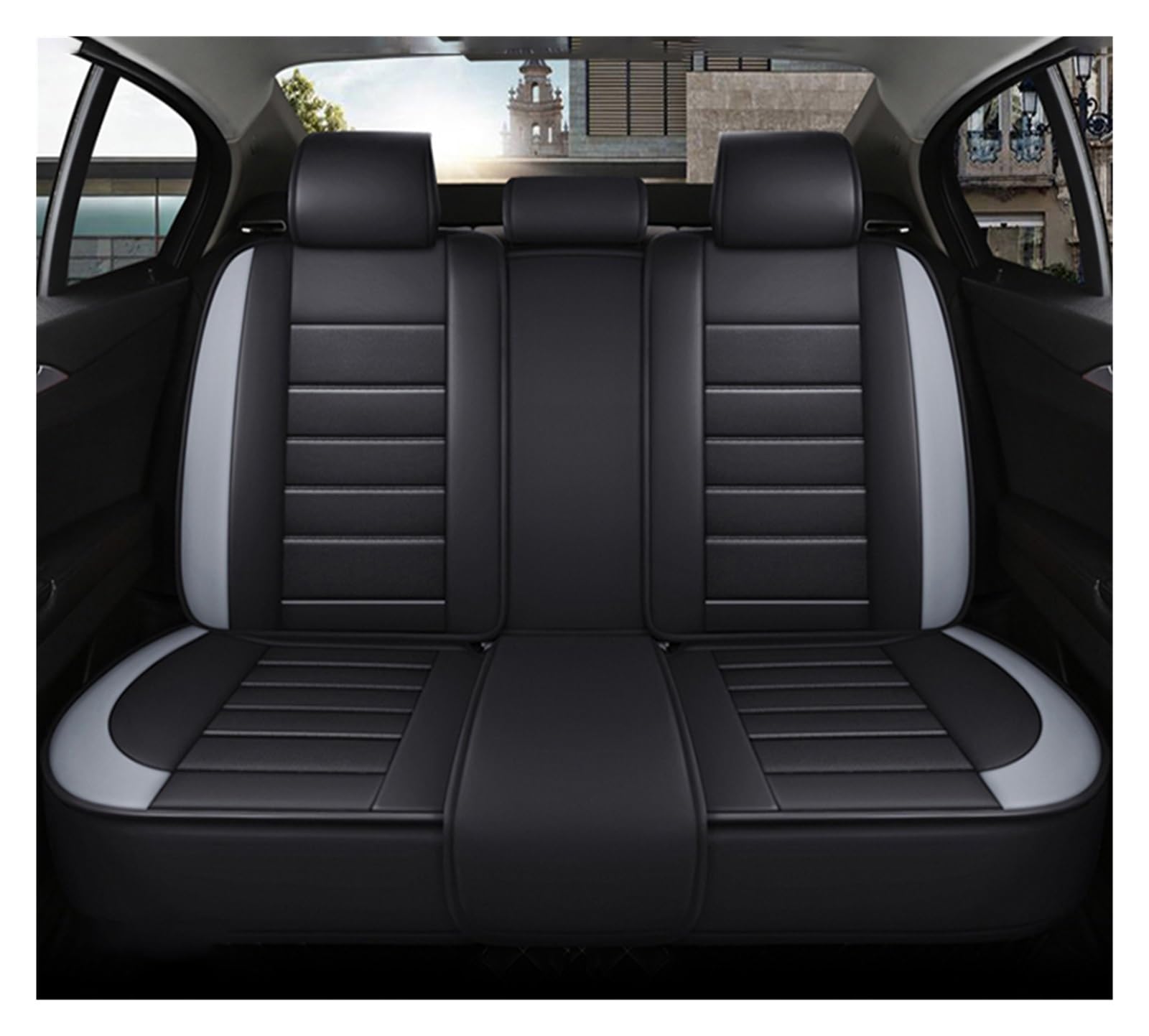 Auto-Sitzbezüge Für FIAT Für Grande Für Punto Für Bravo Für Freemont Für Toro Für Argo Für UNO Universelle wasserdichte Leder Auto Sitz Abdeckung Auto-Schonbezug(Rear Seats Gray) von Feoosvx