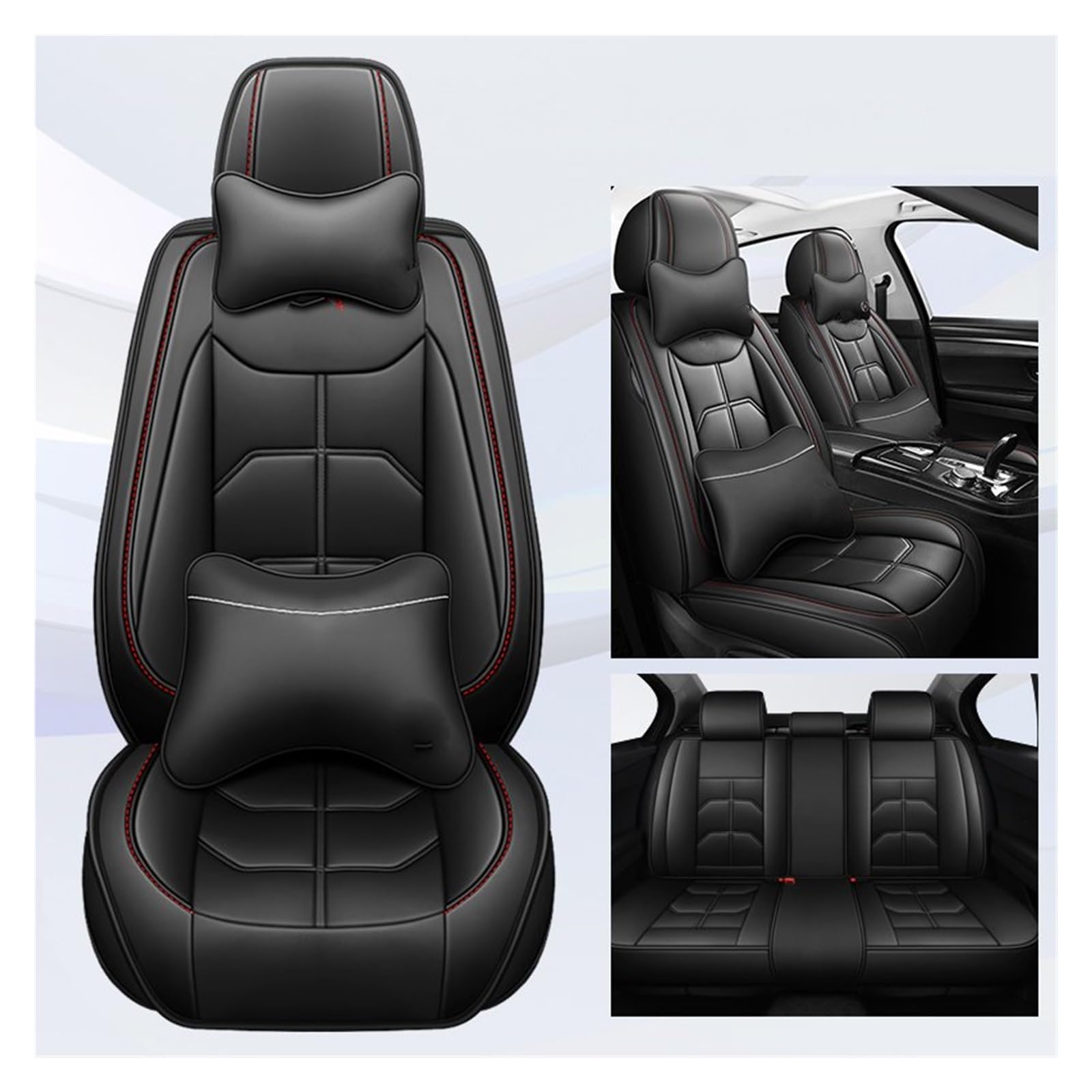 Auto-Sitzbezüge Für Ford Für Fiesta Für Fusion Für Mondeo Für Taurus Für Mustang Für Territory Für Kuga Für Expedition Universal Auto Sitz Abdeckung Auto-Schonbezug(Black 5 Seat A) von Feoosvx