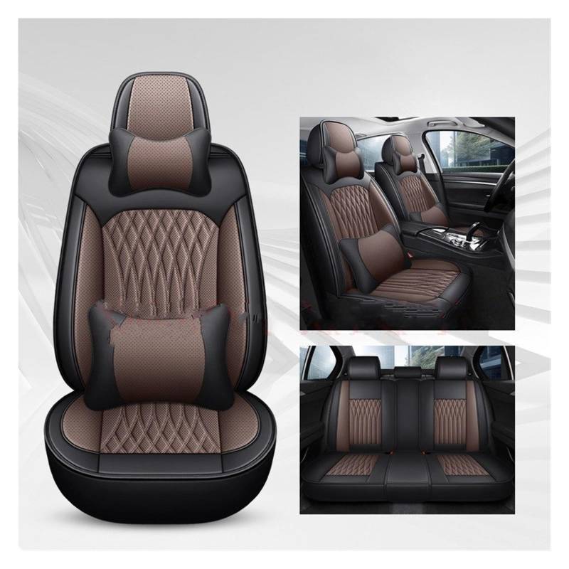 Auto-Sitzbezüge Für Ford Für Fiesta Für Fusion Für Mondeo Für Taurus Für Mustang Für Territory Pu Leder Universal Auto Sitz Abdeckung Auto-Schonbezug(Black Coffee 5 Seat A) von Feoosvx