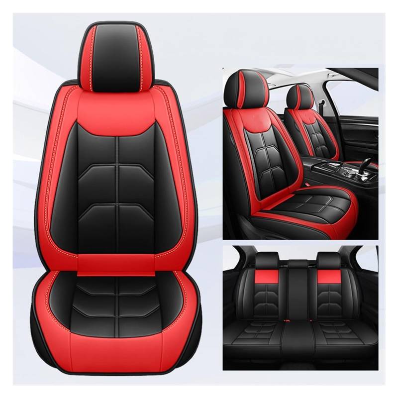 Auto-Sitzbezüge Für Ford Für Focus MK2 Für Edge Für Explorer Für Ecosport Für Escape Für Ausflug Für Everest Universal Auto Sitz Abdeckung Auto-Schonbezug(Black Red 5 Seat) von Feoosvx