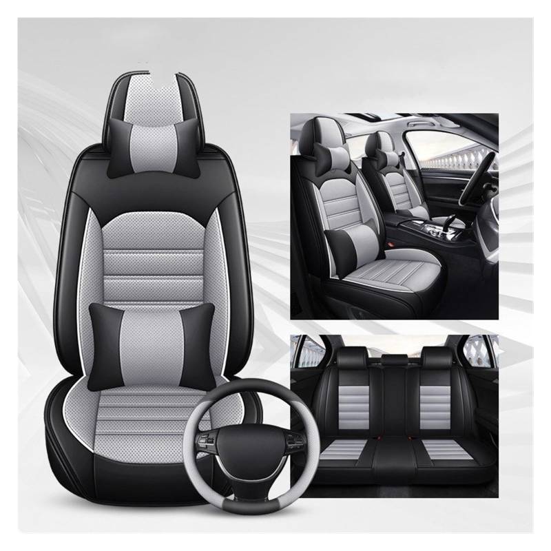 Auto-Sitzbezüge Für Hyundai Für Santa Für Tucson Für Renalang Für Domina Komplettes Set Atmungsaktives Leder Universal Autositzbezüge Auto-Schonbezug(Gray with Pillow) von Feoosvx