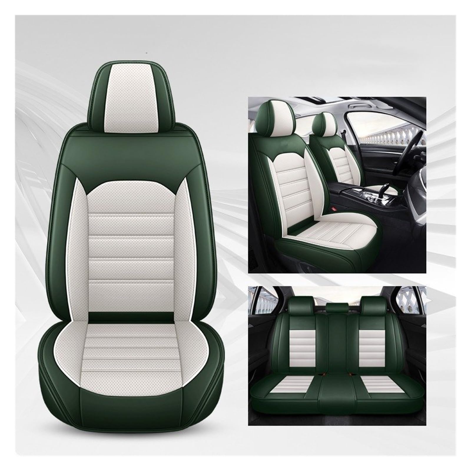 Auto-Sitzbezüge Für Hyundai Für Santa Für Tucson Für Renalang Für Domina Komplettes Set Atmungsaktives Leder Universal Autositzbezüge Auto-Schonbezug(Green) von Feoosvx