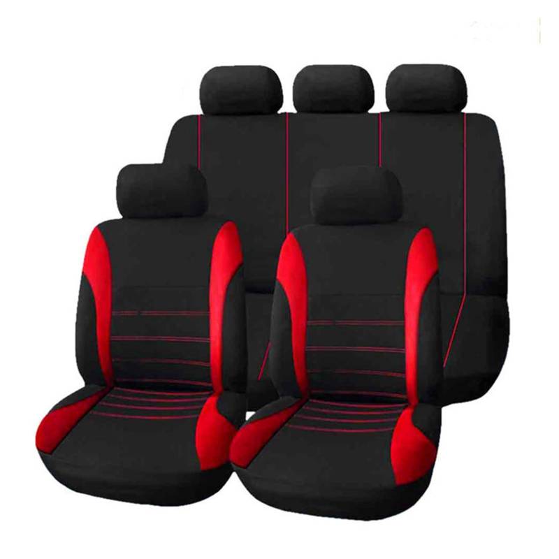 Auto-Sitzbezüge Für Hyundai I30 Für Creta Für Tucson Ix35 Für Solaris Für Elantra Für Santa Fe Stoff Autositzbezüge Auto-Schonbezug(ZT05-5Seats-red) von Feoosvx