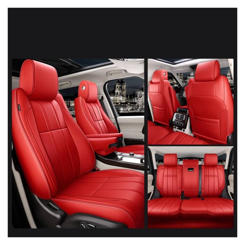 Auto-Sitzbezüge Für Land Für Rover Für Discovery Für Range Für Rover Für Evoque Sport Auto Zubehör Sitzbezüge Vollen Satz Leder Auto-Schonbezug(Red) von Feoosvx