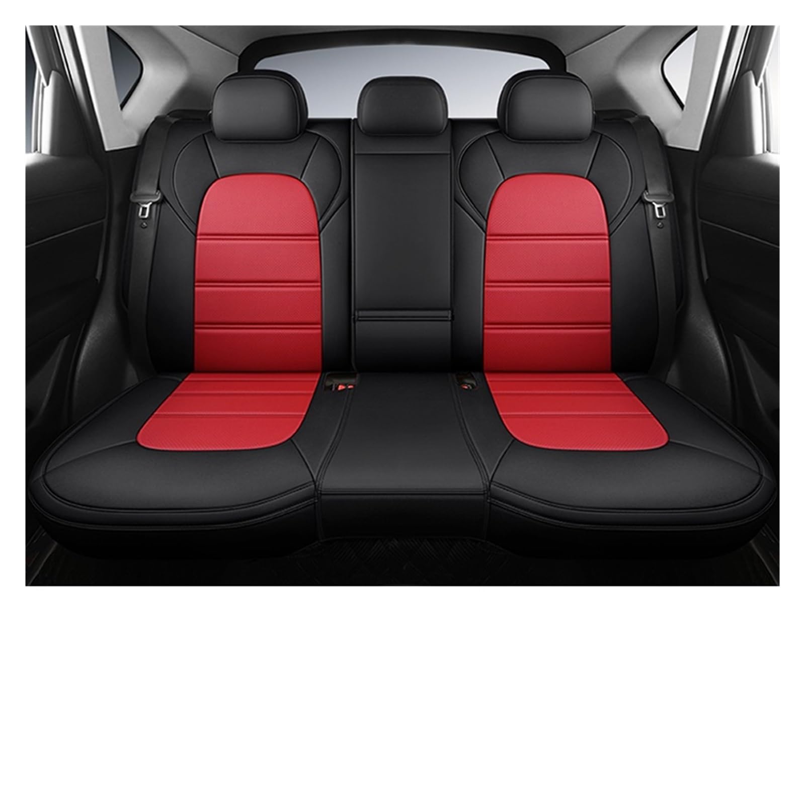 Auto-Sitzbezüge Für Mini Für Cooper R56 R53 R50 R60 Für Paceman Für Clubman Für Coupe Für Countryman Autositzbezüge Leder Auto-Schonbezug(Rear Seats-Black Red) von Feoosvx