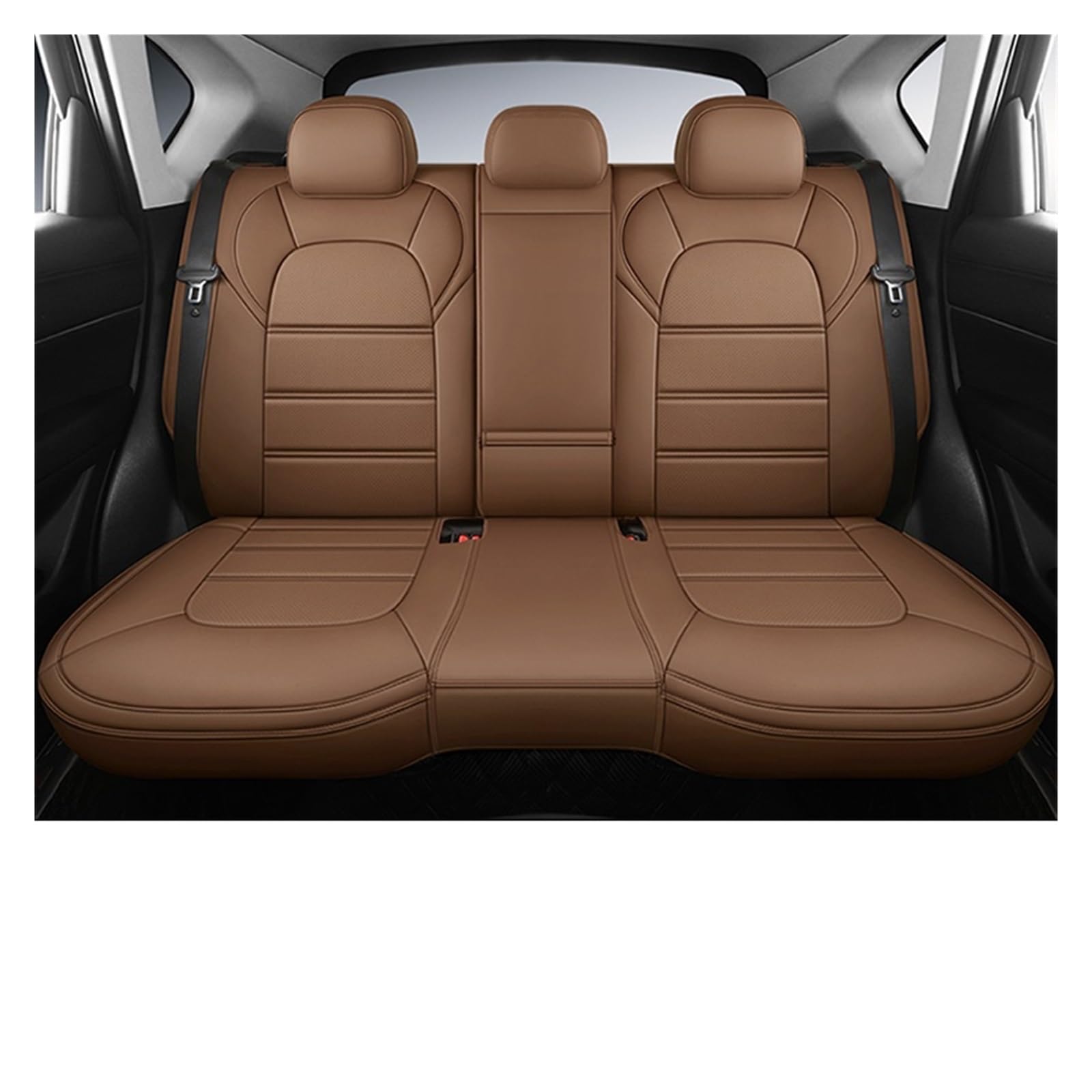 Auto-Sitzbezüge Für Mini Für Cooper R56 R53 R50 R60 Für Paceman Für Clubman Für Coupe Für Countryman Autositzbezüge Leder Auto-Schonbezug(Rear Seats-Brown) von Feoosvx