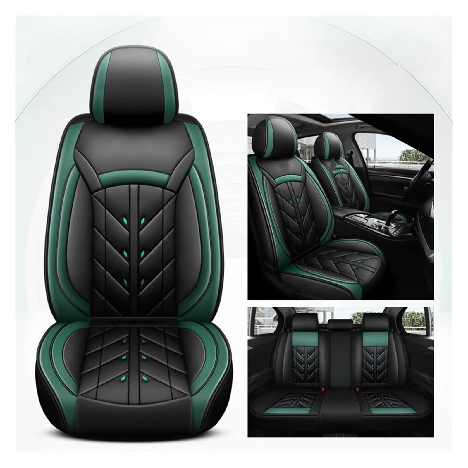 Auto-Sitzbezüge Für Opel Für Astra GH Für Antara Für Vectra BC Für Zafira AB Alle Modelle Universal Leder Auto Sitz Abdeckung Auto-Schonbezug(Black Green) von Feoosvx