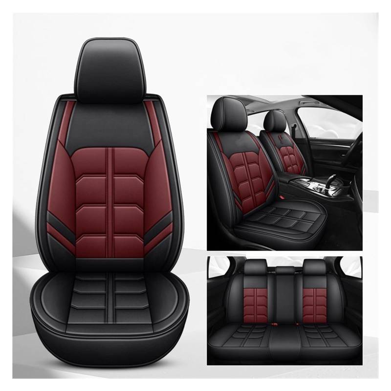 Auto-Sitzbezüge Für Skoda Für Octavia 2 Für Superb Für Fabia Für Kodiaq Für Kamiq Für Schnelle Für Karoq Auto Sitz Abdeckung Universal Full Set Leder Auto-Schonbezug(Black-Red) von Feoosvx