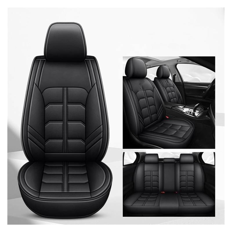 Auto-Sitzbezüge Für Skoda Für Octavia 2 Für Superb Für Fabia Für Kodiaq Für Kamiq Für Schnelle Für Karoq Auto Sitz Abdeckung Universal Full Set Leder Auto-Schonbezug(Schwarz) von Feoosvx