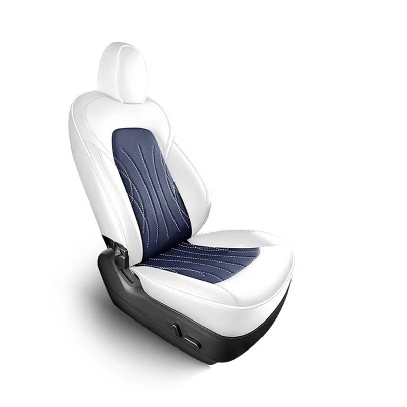 Auto-Sitzbezüge Für Tesla Für Modell Y Für Modell 3 Volle Surround Abdeckung 10 Fans Belüftung Sitz Abdeckung Für Einen Sitz Auto-Schonbezug(White Blue,2Pcs Passenger) von Feoosvx