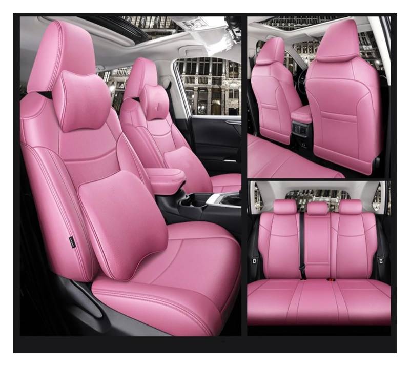 Auto-Sitzbezüge Für Toyota Für RAV4 Für Corolla Für CHR Für Camry Auto Zubehör Sitzbezüge Für 5 Sitze Vollen Satz Leder Spezifische Auto-Schonbezug(Luxury Pink) von Feoosvx