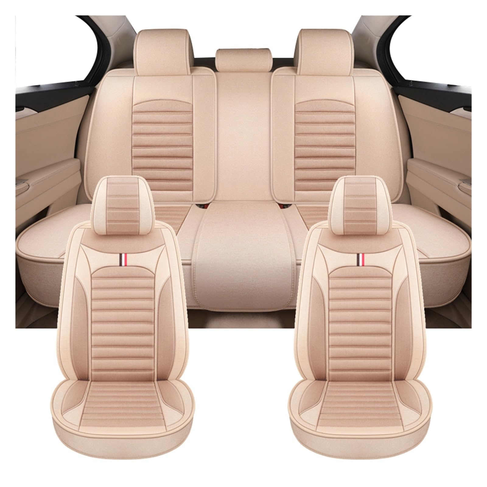 Auto-Sitzbezüge Für Toyota Für RAV4 Für Corolla Für Prius 30 Für Raize Für Yaris Für Camry 40 Universal Flachs Auto Sitzbezüge Auto-Schonbezug(Full Set-Beige) von Feoosvx