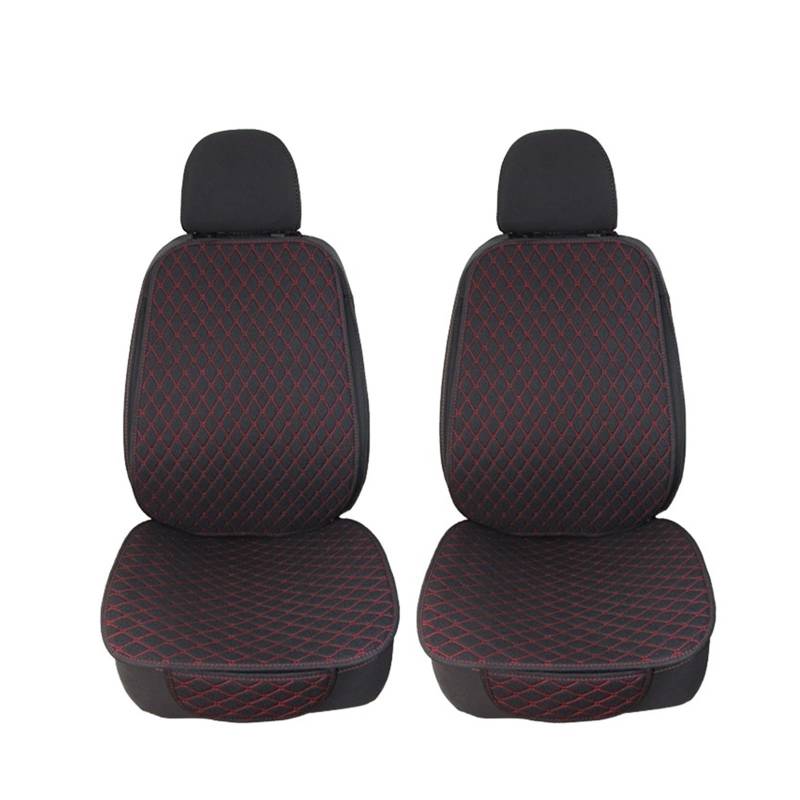 Auto-Sitzbezüge Sommer Auto Sitz Abdeckung Protector Leinen Vorne Hinten Zurück Full Set Kissen Flachs Pad Matte Rückenlehne Auto Zubehör Innen Auto-Schonbezug(2 seat Black red) von Feoosvx