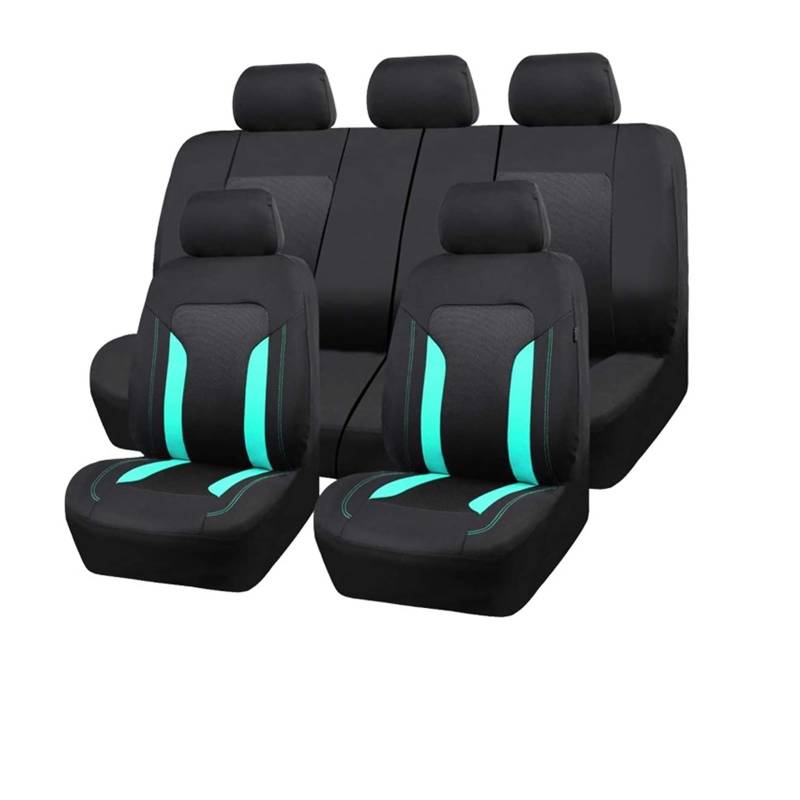 Auto-Sitzbezüge Universelles Mesh-Autositzbezug-Set Für Den Innenraum Unisex Passend Für Die Meisten Autos SUVs Lieferwagen Mit Reißverschluss Airbag-kompatibel Auto-Schonbezug(Light Blue 5 seat) von Feoosvx