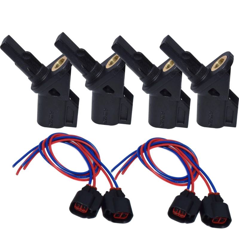 Drehzahlfühler Für Ford Für Mondeo Für III 2000-2007 ABS Rad Geschwindigkeit Sensor Vorne Hinten Links Rechts Mit Kabelbaum Stecker 1146400 1386268 Raddrehzahlsensor(Sensor Kit X 4) von Feoosvx