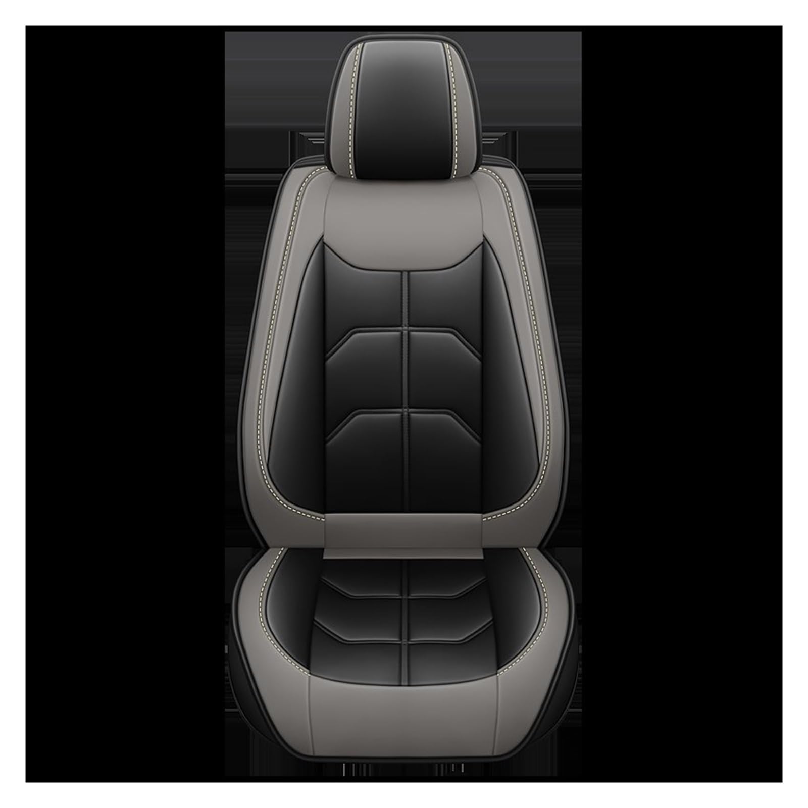 Feoosvx Auto-Sitzbezüge 1 STÜCK Für Citroen C4 Picasso C3 C5 C6 DS4 DS5 DS6 DS7 Alle Automodelle Universeller PU-Leder-Autositzbezug Auto-Schonbezug(Black Grey) von Feoosvx