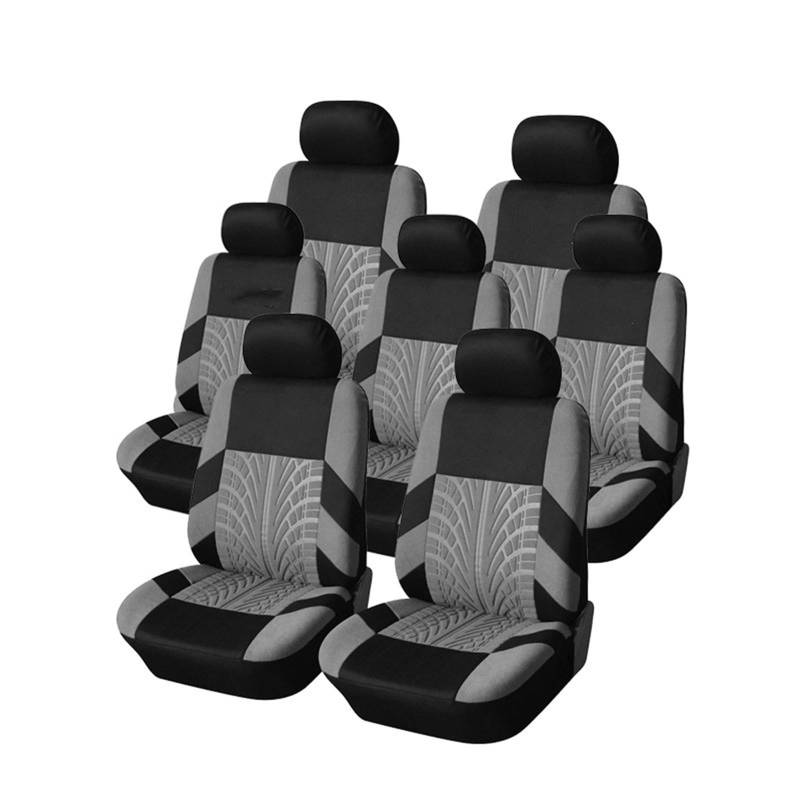 Feoosvx Auto-Sitzbezüge 7PCS Universal-Autositzbezug Reifeneinkerbung Autositzbezug Passend Für Autos LKWs Und SUVs Automotive Interior Auto-Schonbezug(Grey) von Feoosvx