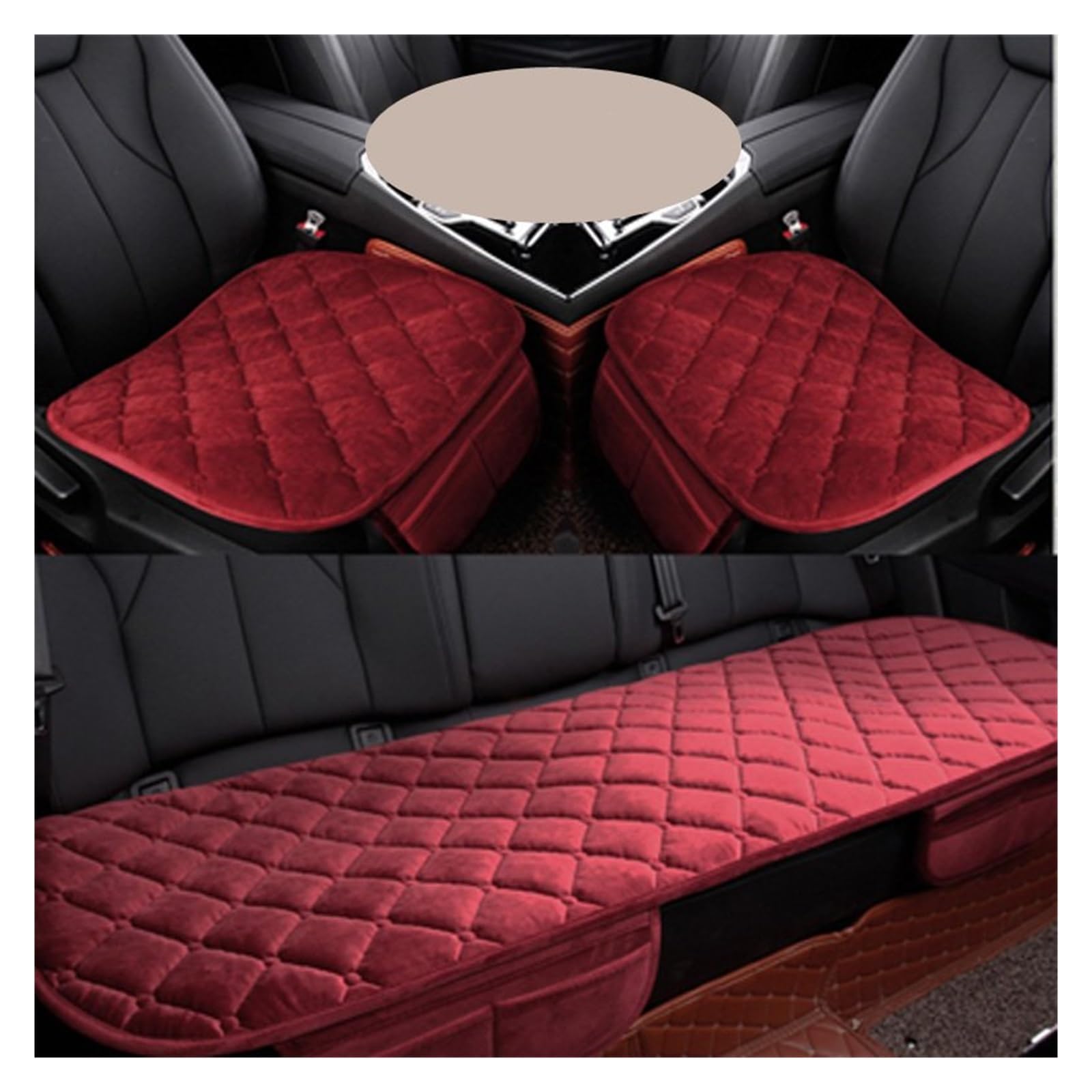 Feoosvx Auto-Sitzbezüge Auto Sitz Abdeckung Winter Warme Plüsch Sitzkissen Anti-Slip Universal Vorne Hinten Sitz Pad Für Fahrzeug Auto Auto Auto Seat Protector Auto-Schonbezug(3pcs red) von Feoosvx