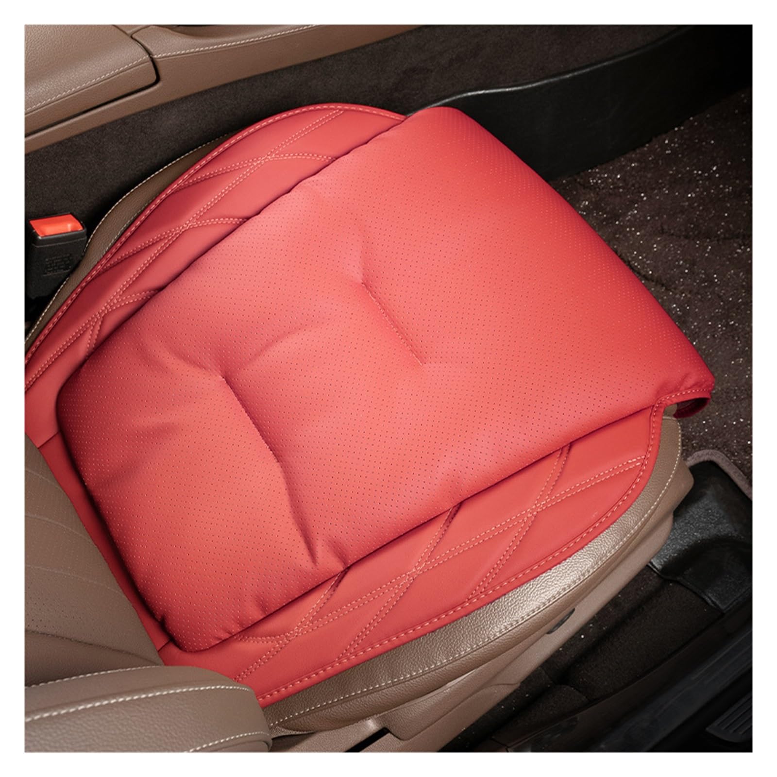 Feoosvx Auto-Sitzbezüge Autositzkissen Hauptfahrer Universelles Vier-Jahreszeiten-Ledersitzkissen Passende Sitzbezüge Auto-Schonbezug(Cushion-Red) von Feoosvx