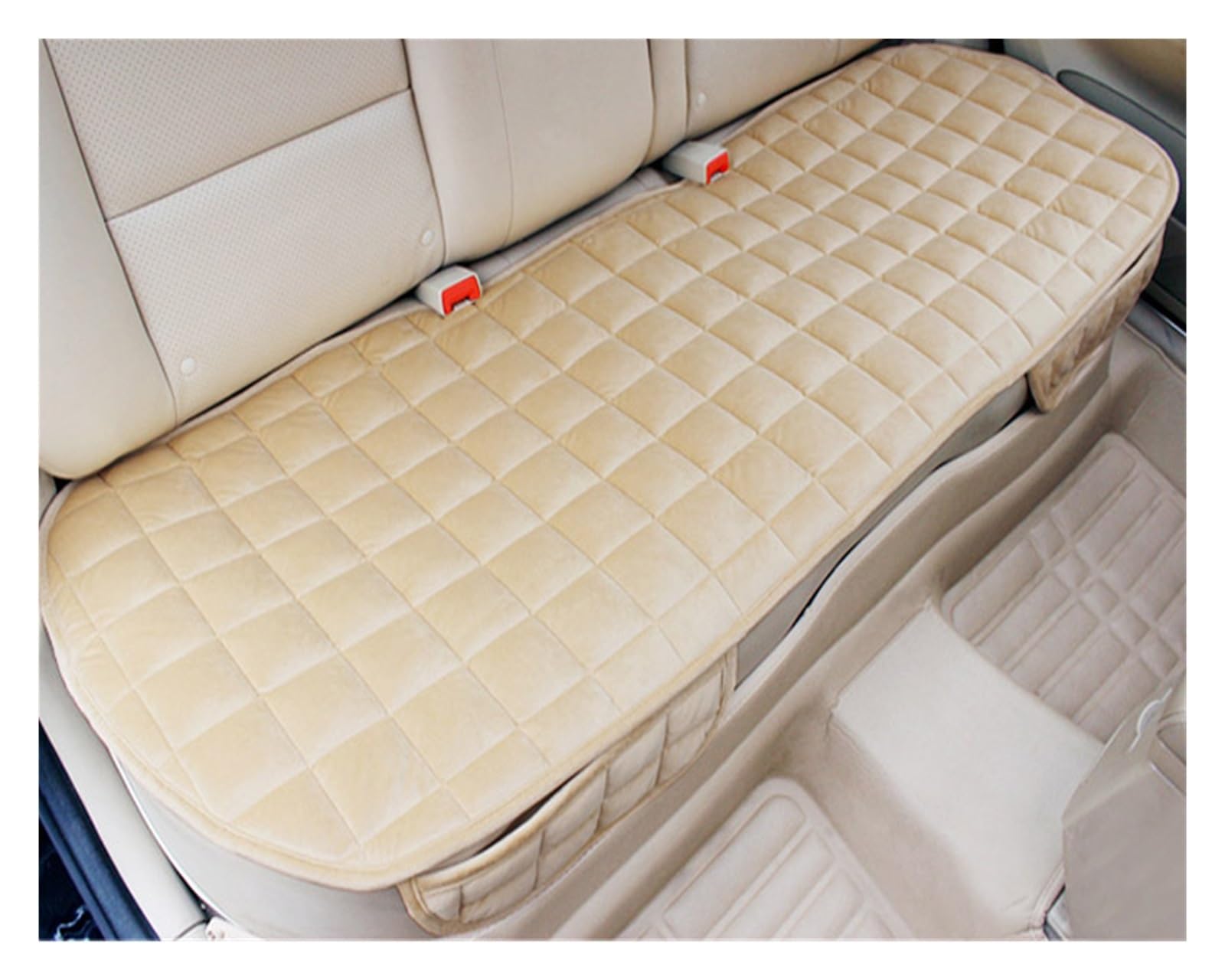 Feoosvx Auto-Sitzbezüge Beflockung Tuch Auto Sitz Abdeckung Warme Plüsch Vorne Hinten Winter Auto Sitzkissen Auto Innenräume Für Limousine SUV MPV Auto-Schonbezug(1 beige Rear) von Feoosvx