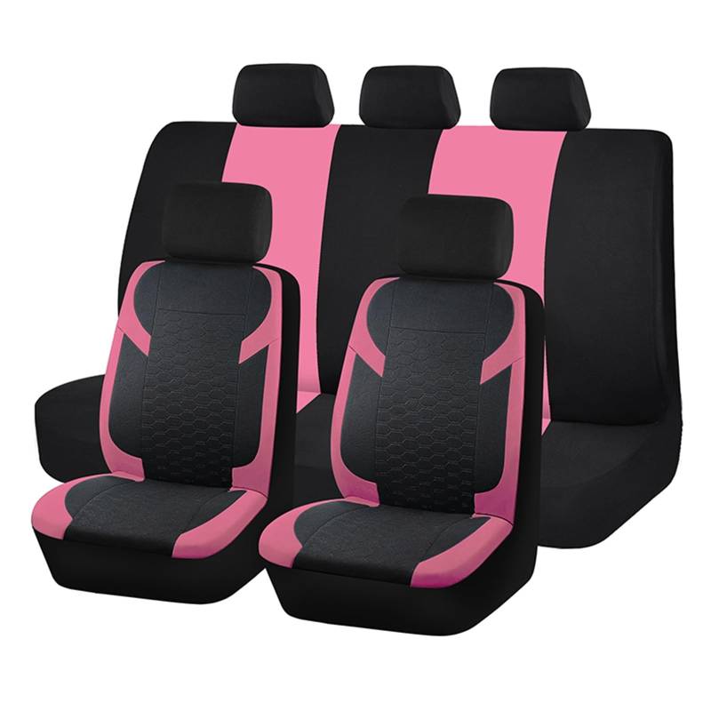 Feoosvx Auto-Sitzbezüge Blaue Universalsitz-Autoabdeckung Schwarzes Diamant-Stoffgitter Auto-Innenraum Die Meisten Autos SUVs Vans Sitzschutz Auto-Schonbezug(Pink) von Feoosvx