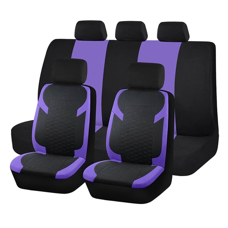 Feoosvx Auto-Sitzbezüge Blaue Universalsitz-Autoabdeckung Schwarzes Diamant-Stoffgitter Auto-Innenraum Die Meisten Autos SUVs Vans Sitzschutz Auto-Schonbezug(Purple) von Feoosvx