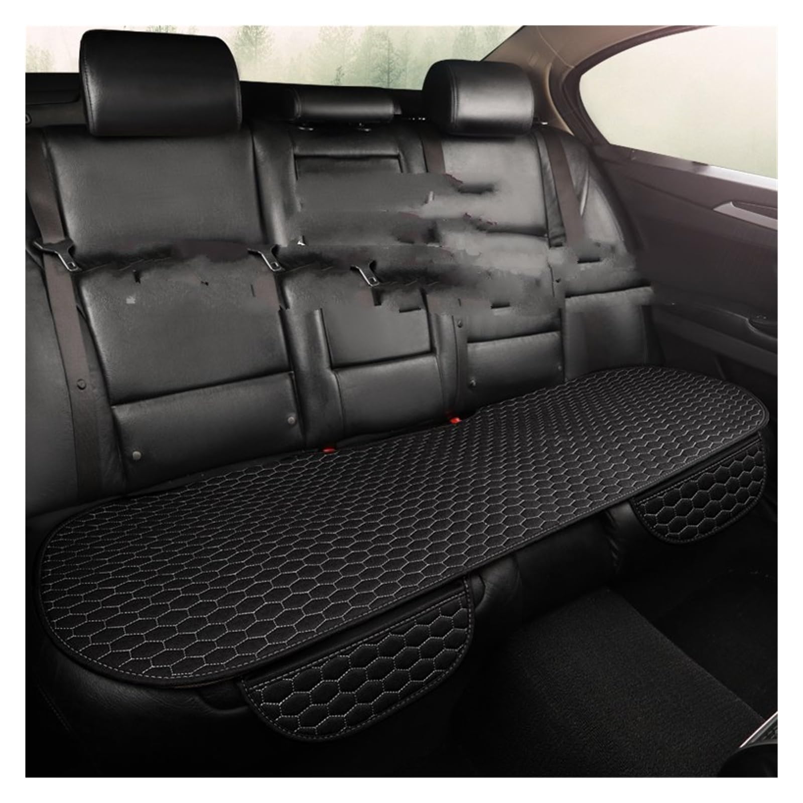 Feoosvx Auto-Sitzbezüge Flachs Autositzbezug Four Seasons Vorne Hinten Leinenstoff Kissen Atmungsaktive Schutzmatte Pad Universal Auto-Schonbezug(1 Black Rear) von Feoosvx