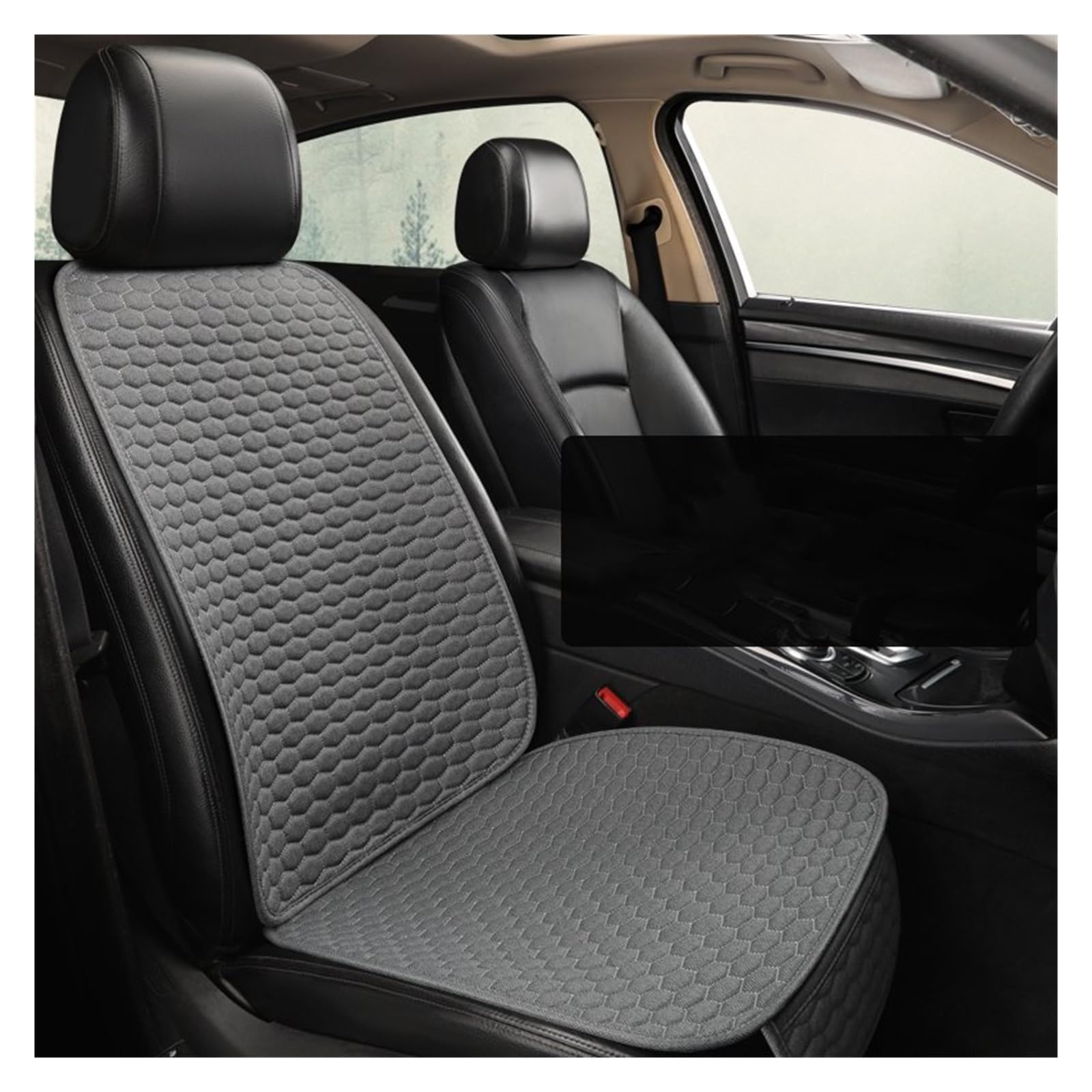 Feoosvx Auto-Sitzbezüge Flachs Autositzbezug Four Seasons Vorne Hinten Leinenstoff Kissen Atmungsaktive Schutzmatte Pad Universal Auto-Schonbezug(1 seat Gray) von Feoosvx