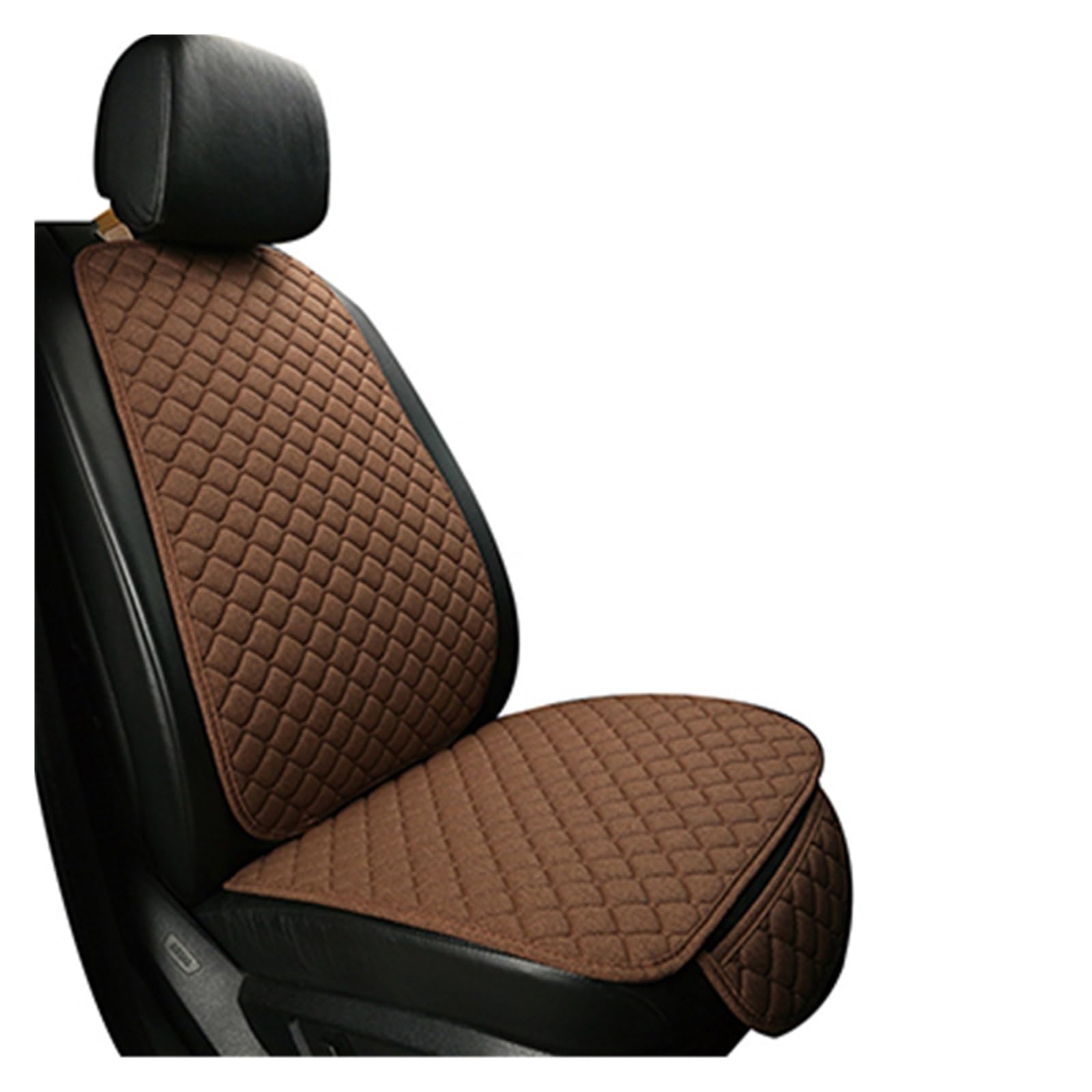 Feoosvx Auto-Sitzbezüge Flachs-Autositzbezug Mit Rückenlehne Und Taschen-Leinenkissen Vorderes Autositz-Schutzpolster Auto-Schonbezug(1 seat Coffee) von Feoosvx