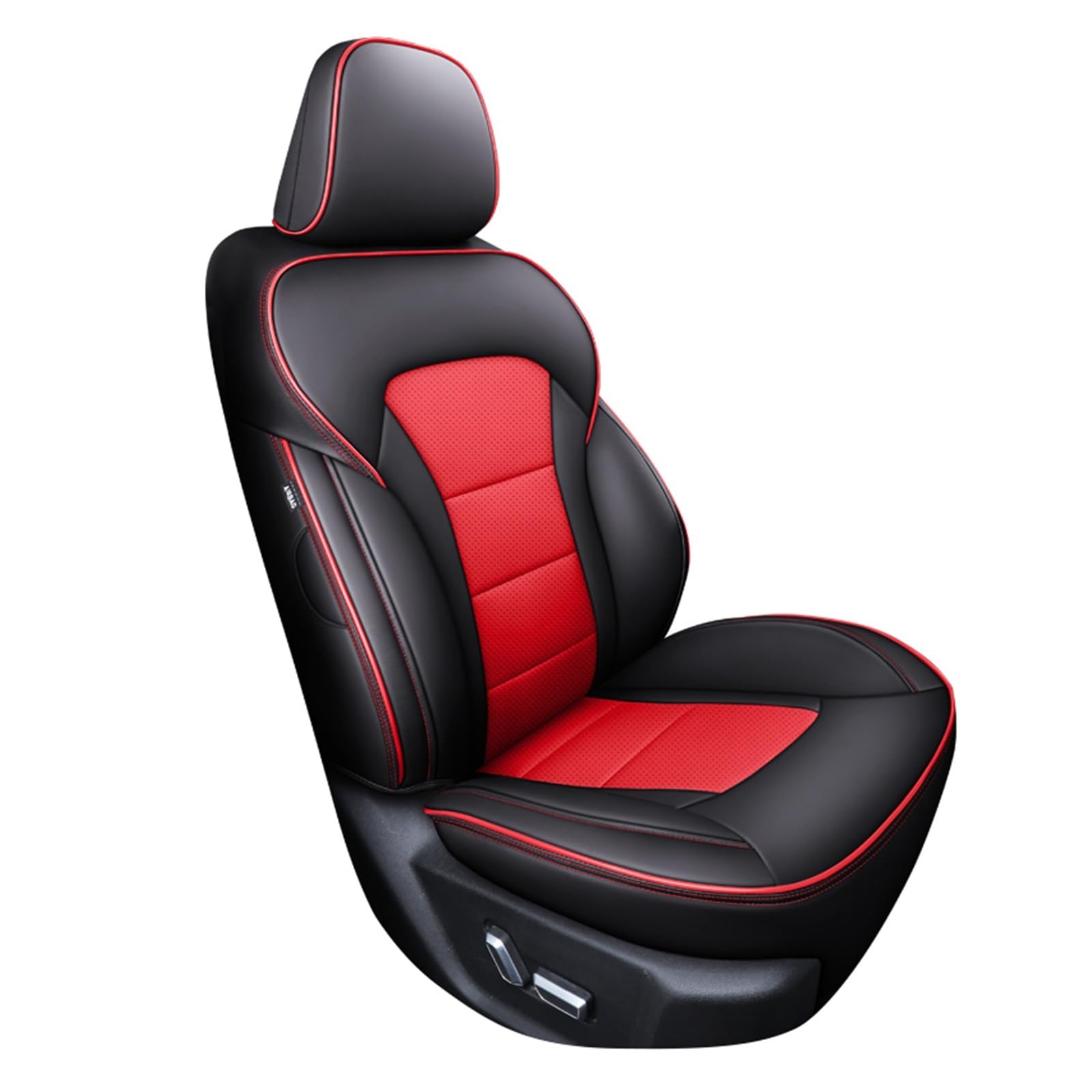 Feoosvx Auto-Sitzbezüge Für A3 A4 B8 B9 A6 C7 Q2 Q5 Q7 A7 A8 A5 A1 Q3 Tt Auto Sitz Abdeckung Leder Frau Auto Zubehör Auto-Schonbezug(1Pc-Black Red) von Feoosvx