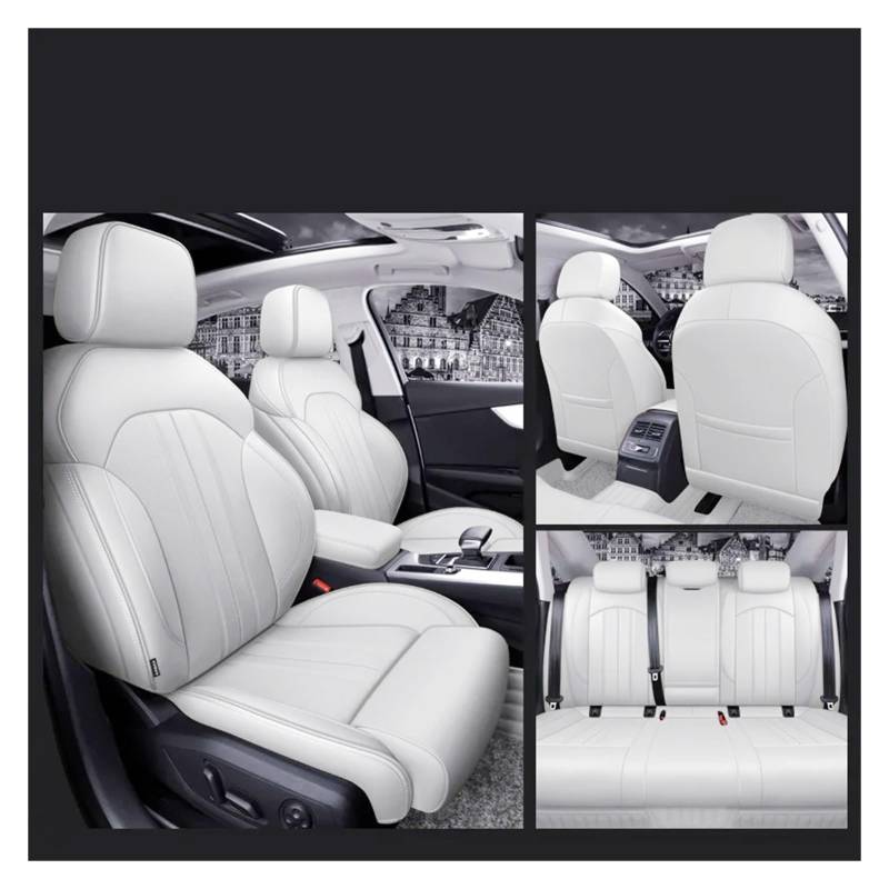 Feoosvx Auto-Sitzbezüge Für A4 A6 A3 Q5 Q7 TT A7 Q3 Autozubehör Sitzbezüge Komplettset Mittleres perforiertes Leder Spezifisch Auto-Schonbezug(Pure White) von Feoosvx